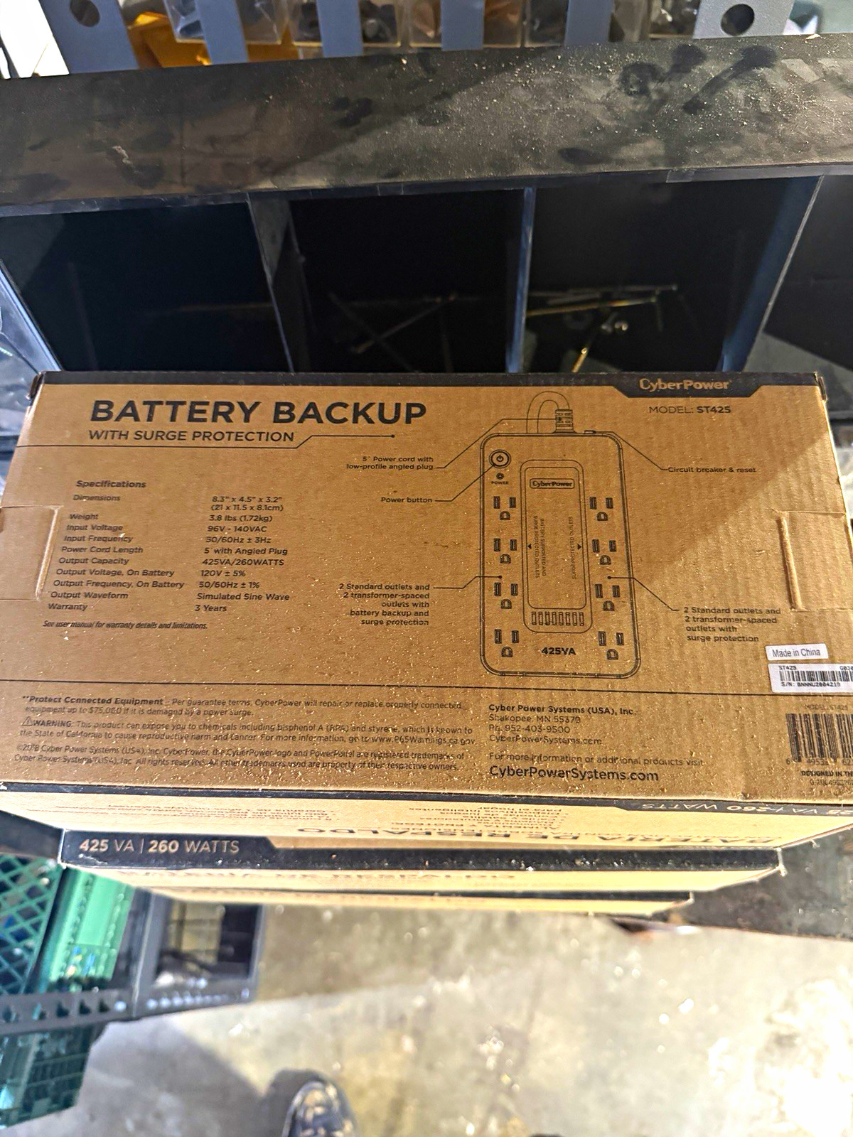 CyberPower ST425 UPS Battery Backup 425VA/260W, 8 Outlets, USB, Black