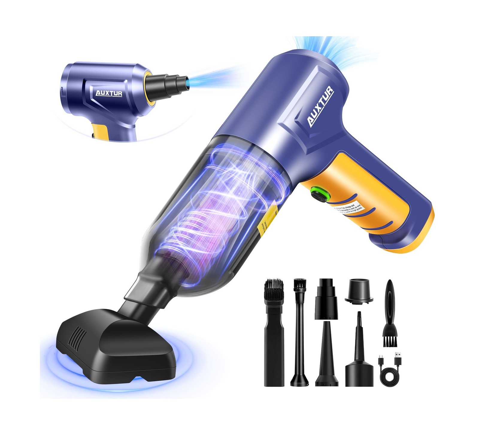 Car Vacuum Portable Cordless 3 in 1 Handheld Car Vacuum 15000PA High Power wi...