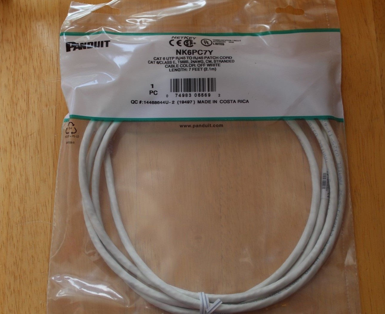 Panduit NetKey NK6PC7Y Cat 6 Patch Cord - Net Key - 7 Feet