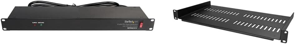 StarTech.com 8 Outlet Horizontal 1U Rack Mount PDU Power 8 Outlets, Black 