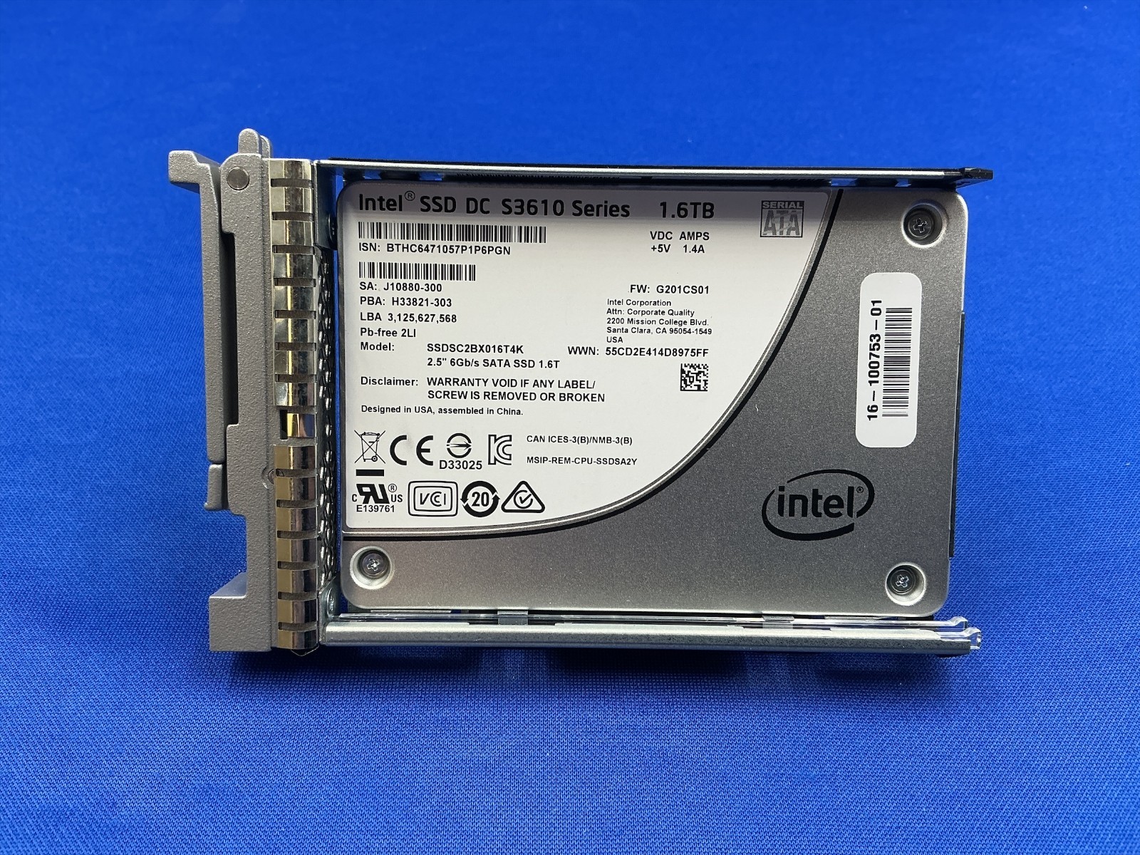 SSDSC2BX016T4K CISCO Intel DC S3610 Series 1.6TB 2.5" SATA 6Gbs SSD 16-100753-01
