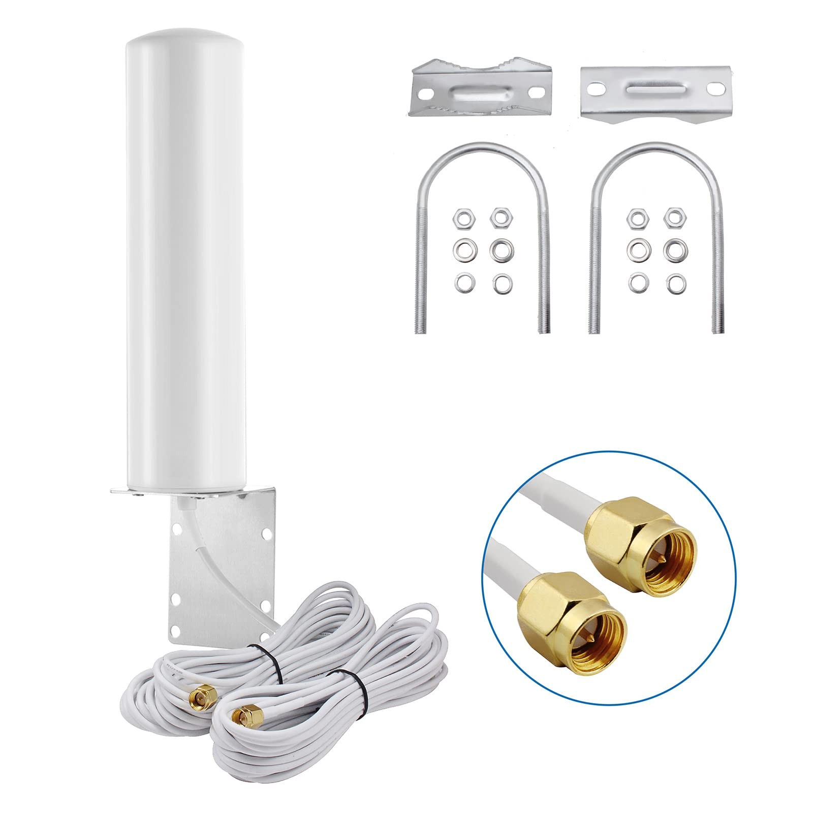 High Gain 10-12dBi Dual SMA Male 698-2700 MHz 3G/4G LTE Omni-Directional Outd...