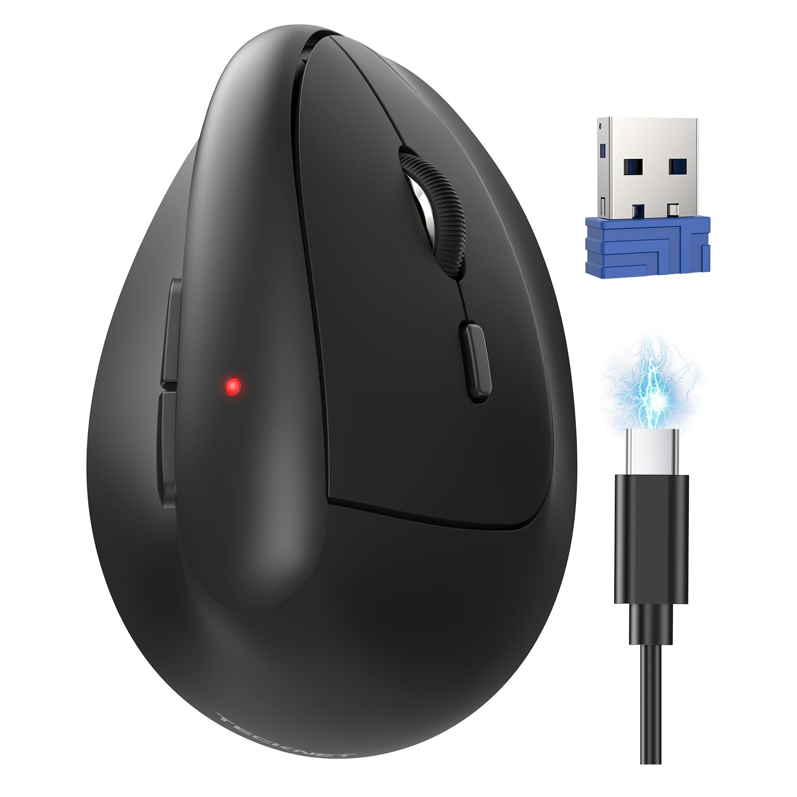 TECKNET Ergonomic Mouse, Wireless Bluetooth Vertical Mouse (BT5.3/3.0 & 2.4G) Re