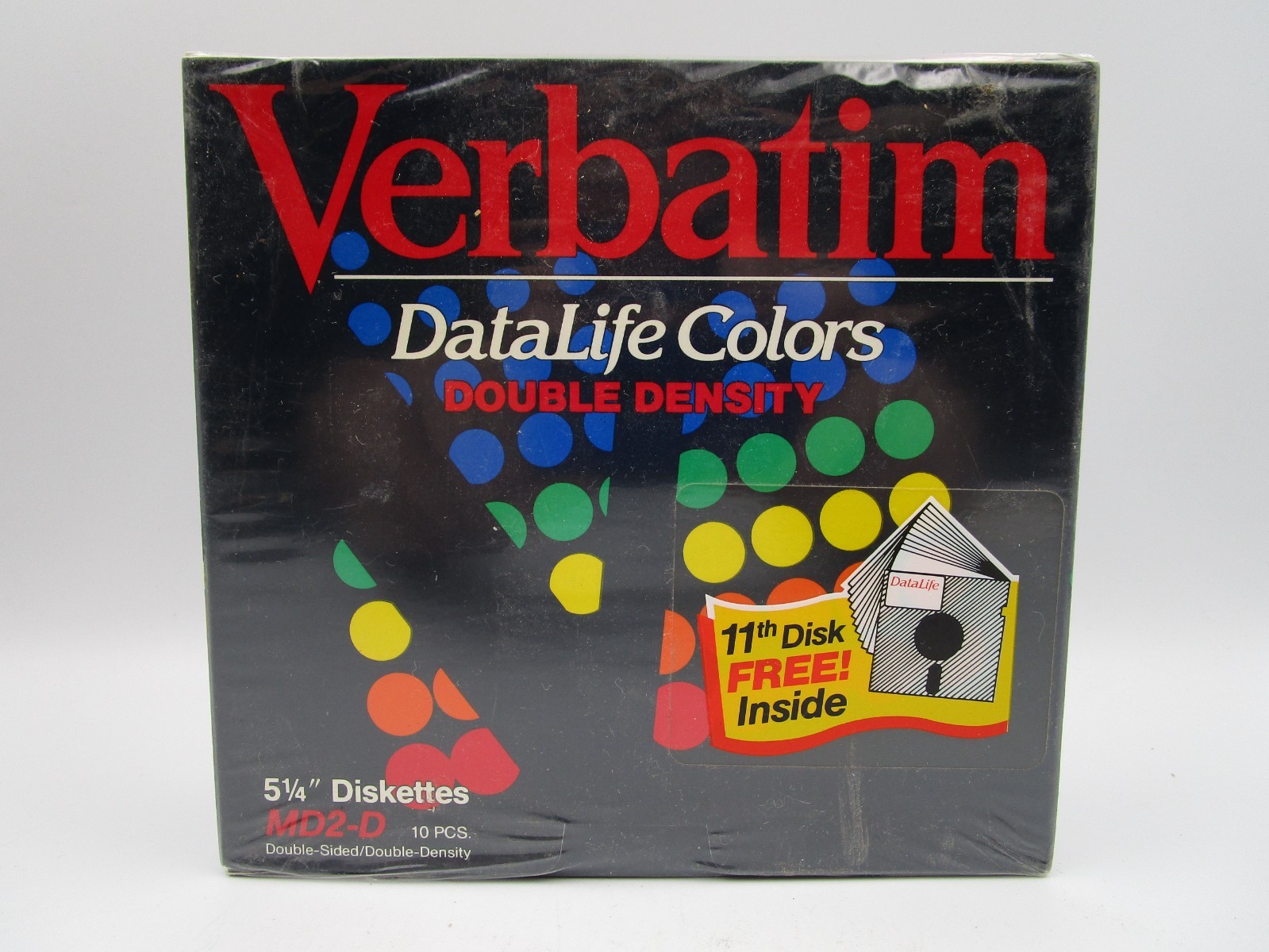 NEW VERBATIM DATADLIFE COLORS DOUBLE DENSITY 5¼” MD2-D DISKETTES 10PC