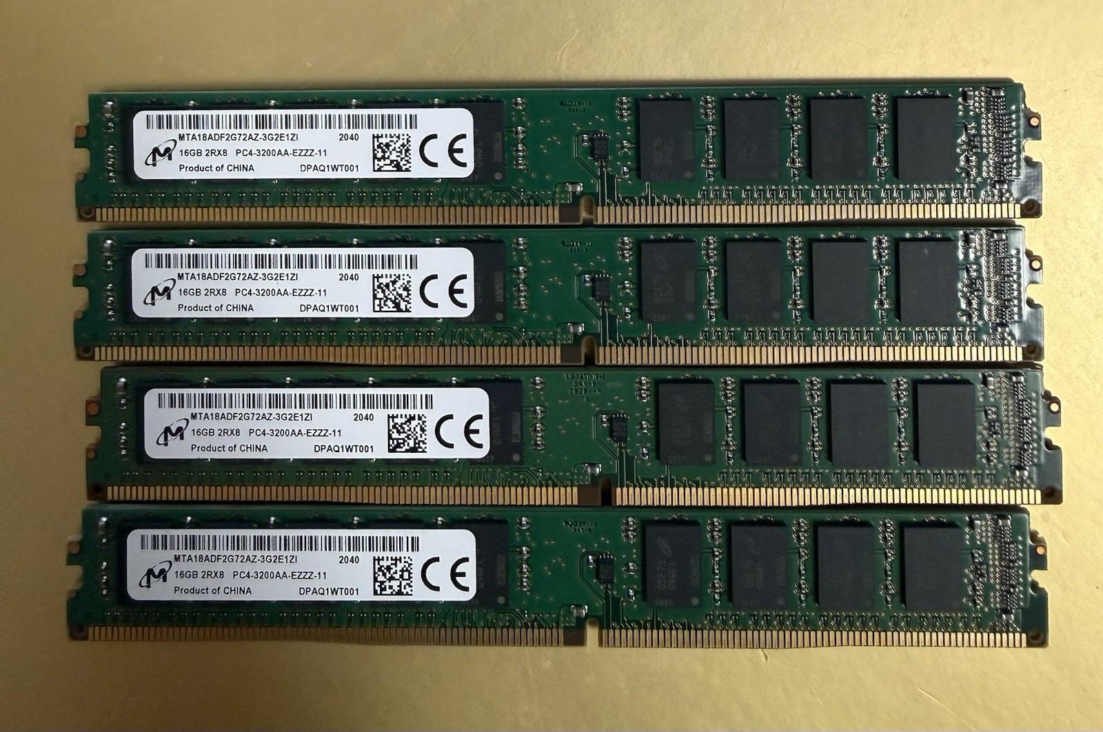 {4x} Micron MT18ADF2G72AZ-3G2 16GB DDR4-3200 ECC UDIMM VLP Memory