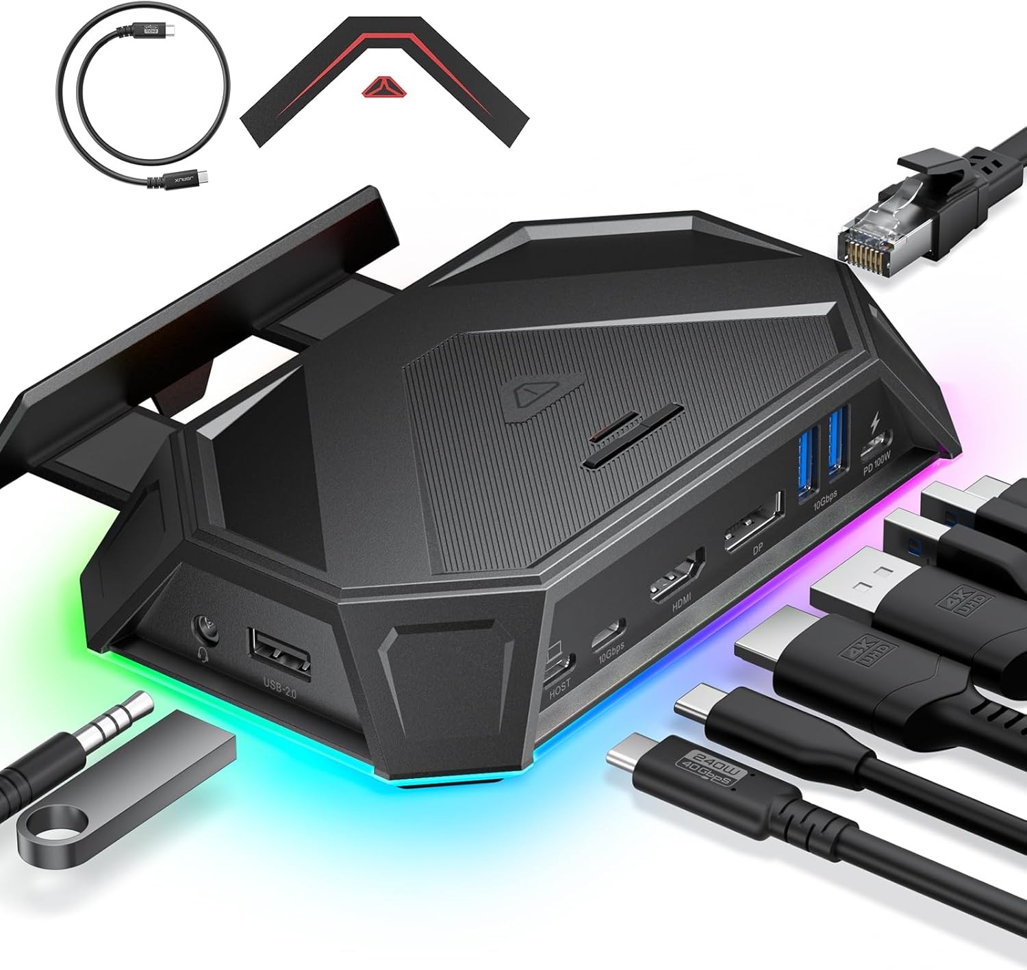 JSAUX RGB Docking Station for Steam Deck (OLED)/ROG Ally/Legion Go, Black 