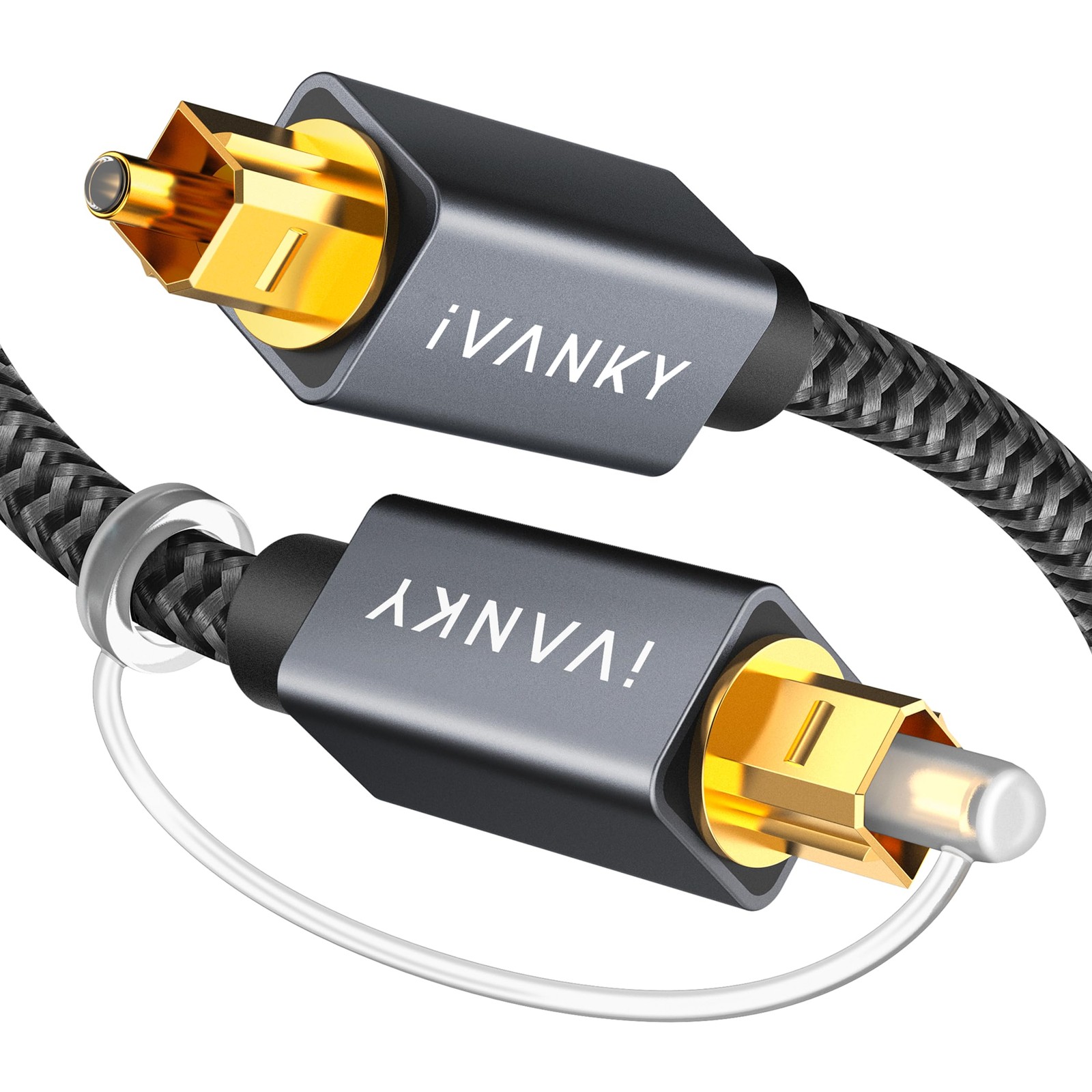iVANKY Optical Audio Cable, 10ft Toslink Fiber Optic 10 ft, Grey