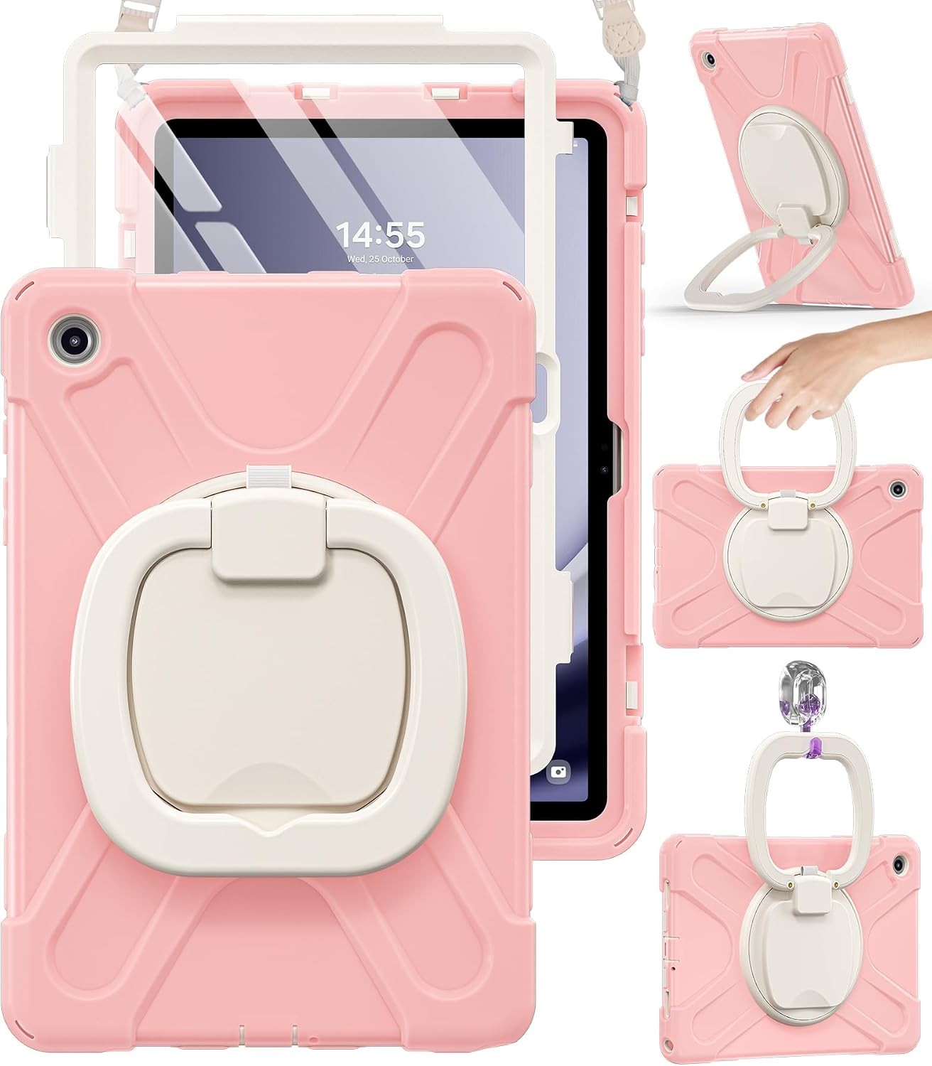 Sakura Pink Case for Samsung Galaxy Tab A9+ Plus 2023, Silicone Cover & Kickstan
