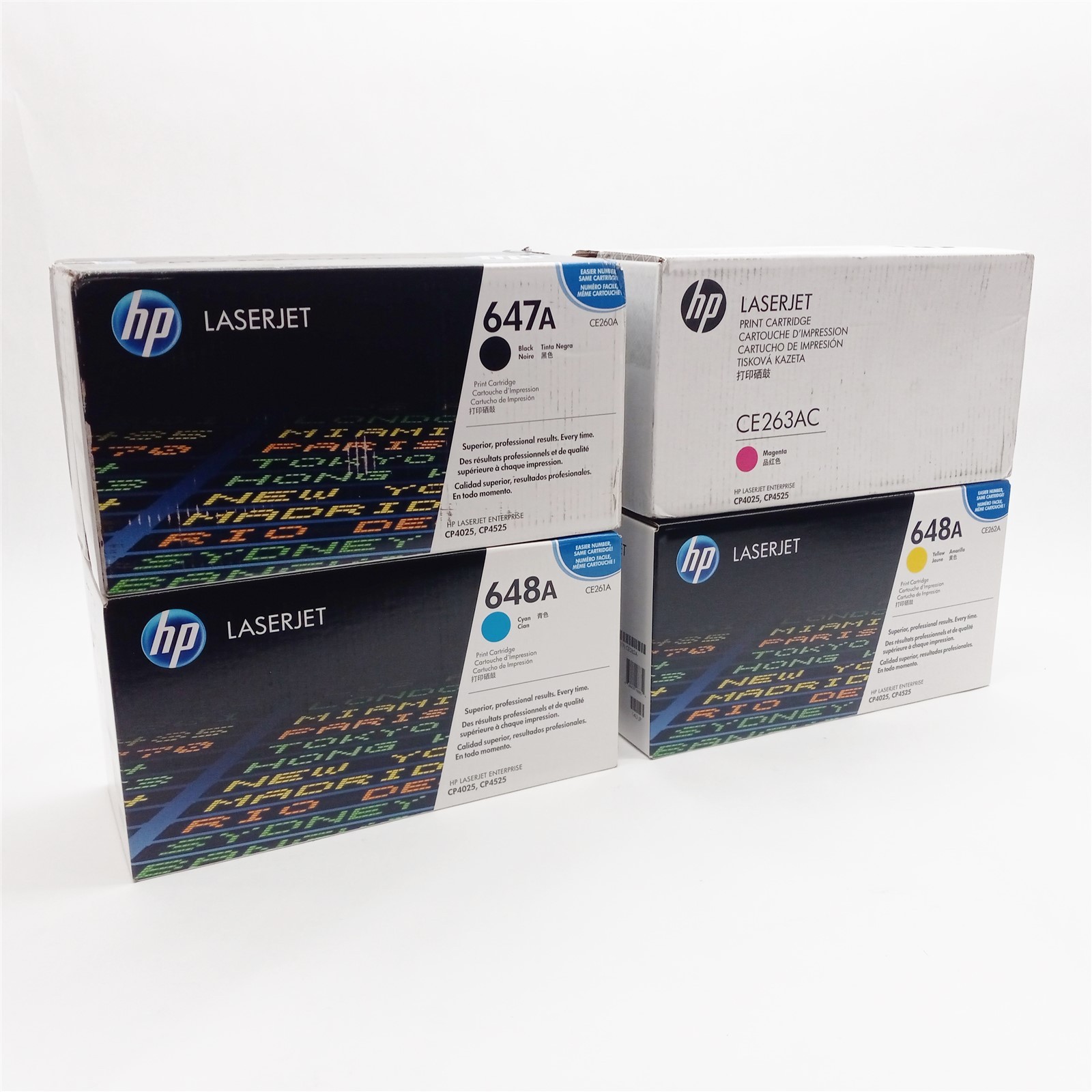 HP 647A/648A CE260A CE261A CE262A CE263AC Toner Cartridge Set OEM New Sealed