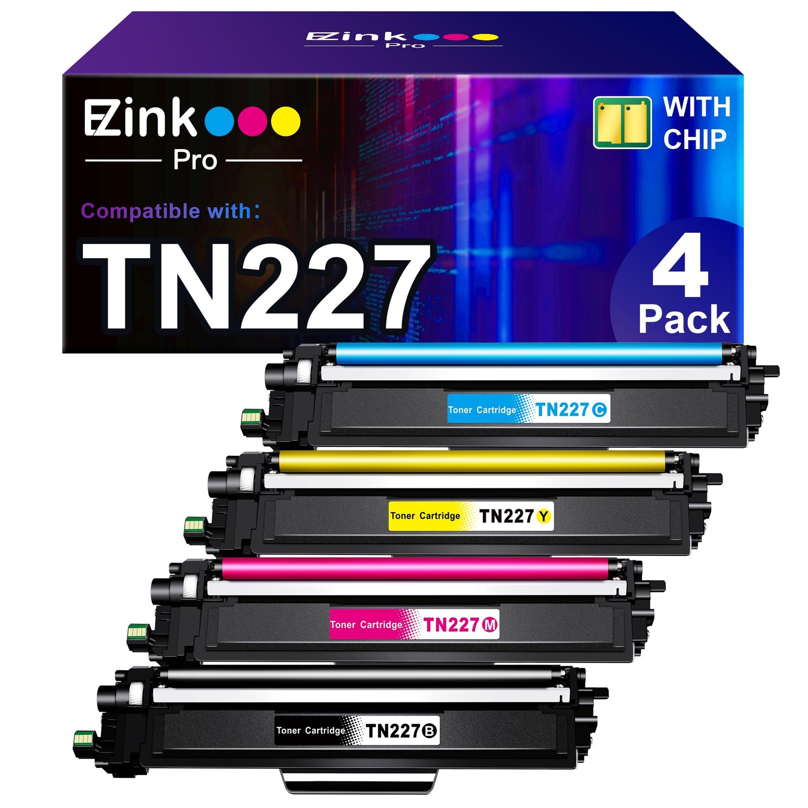 E Z Ink Pro Compatible Tn227 High Yield Toner Cartridge 4 Pack For Brother