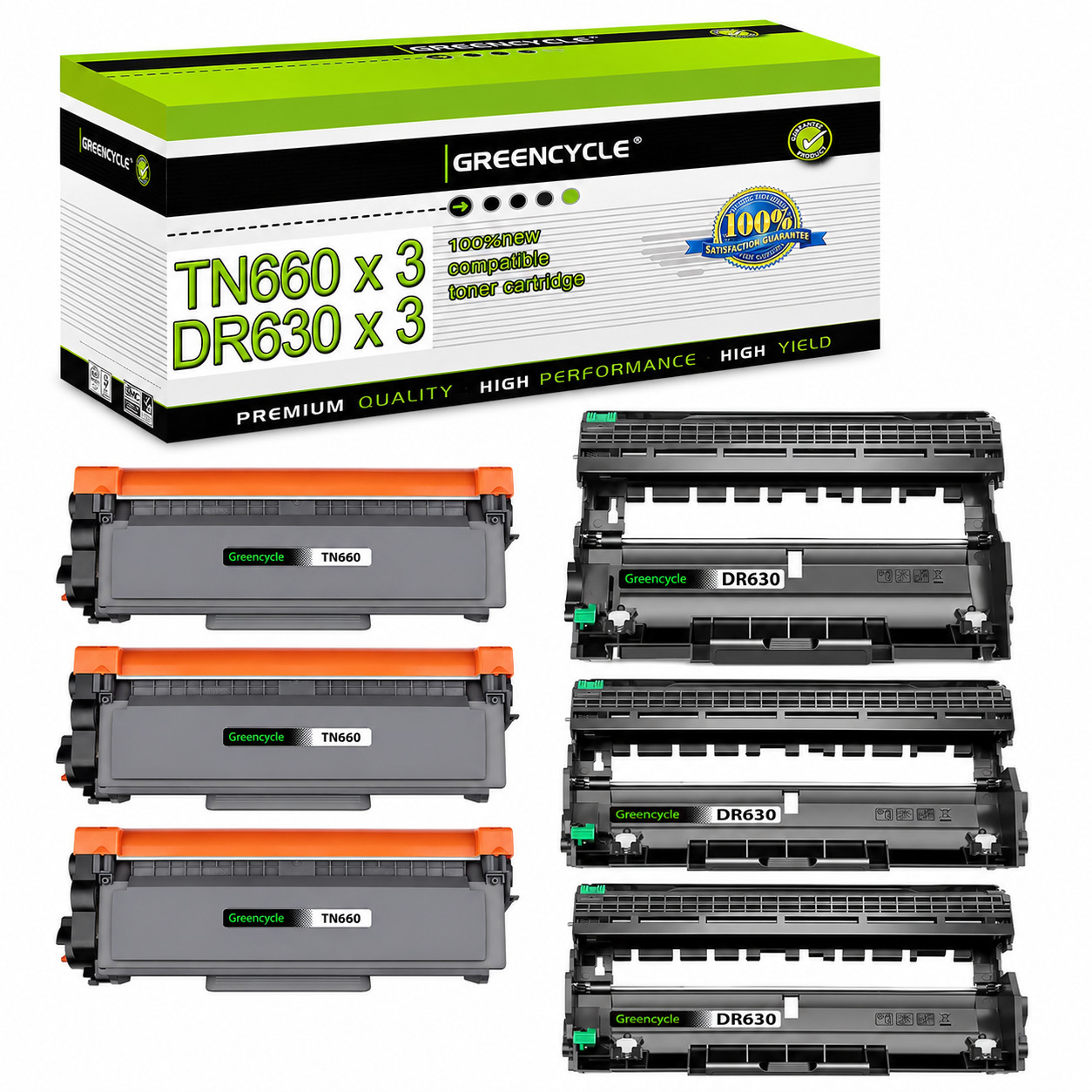 3x DR630 Drum + 3*TN660 Toner Cartridge For Brother MFC-L2700DW HL-L2320D L2380D