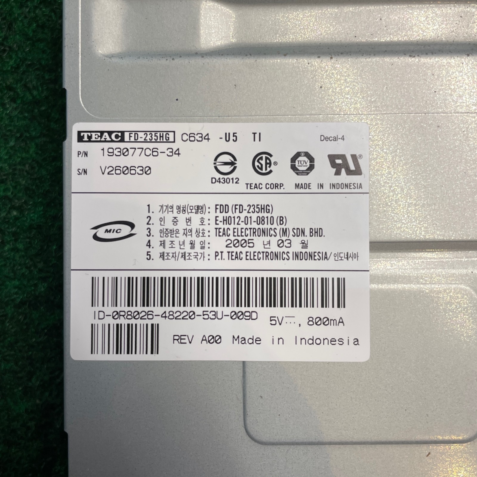 TEAC internal 3.5 floppy disk drive model FD-235HG