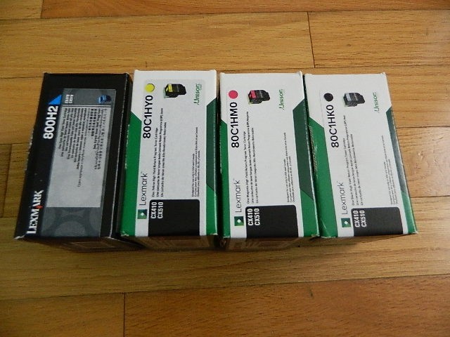 GENUINE SET 4 LEXMARK HI-YLD TONER 801HK 801HC 801HY 801HM CX410 CX510 NEW SEALE