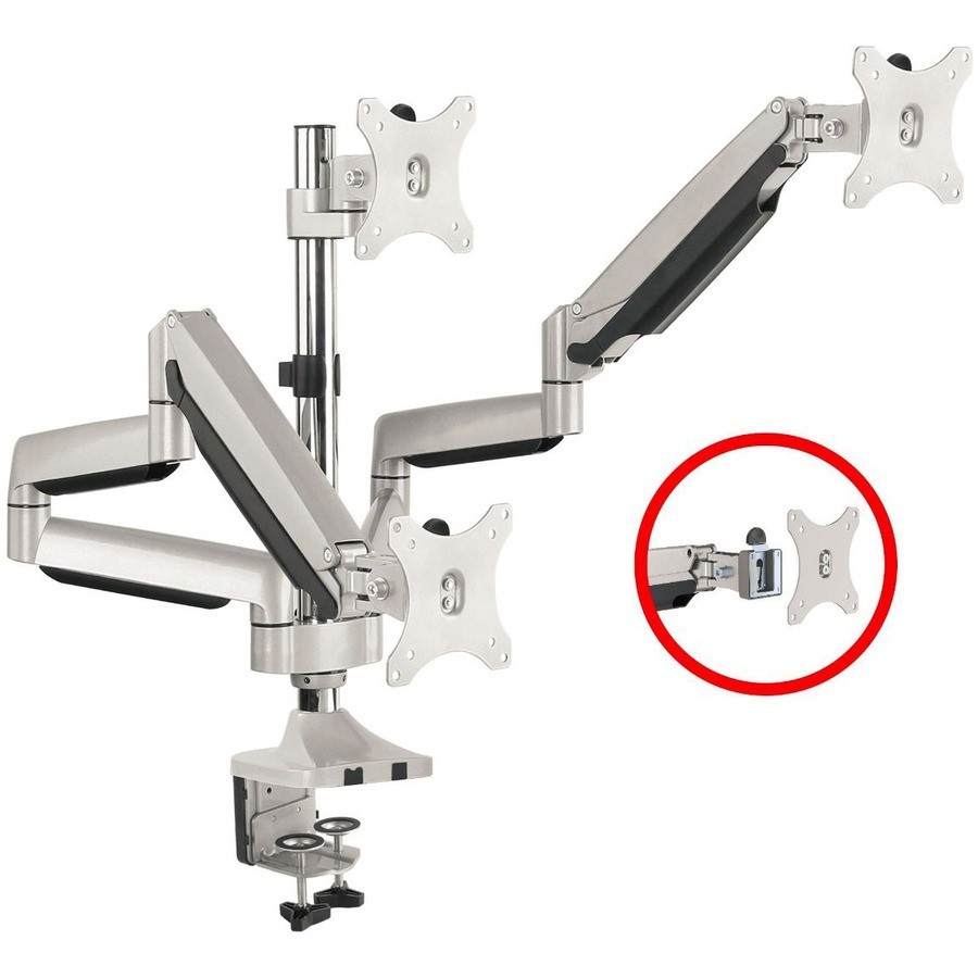 SIIG Triple Monitor Aluminum Gas Spring Desk Mount CEMT3611S1