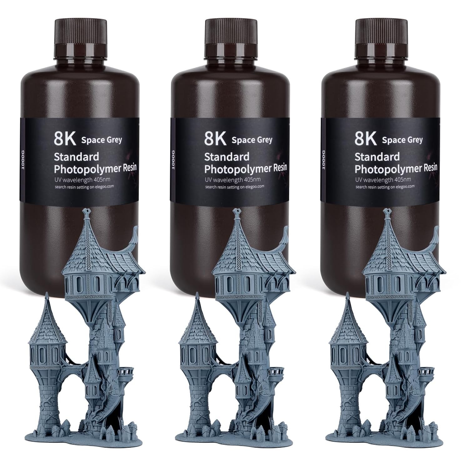 Elegoo Upgraded 8K 3D Printer Resin Kit Space Grey XL-3000g