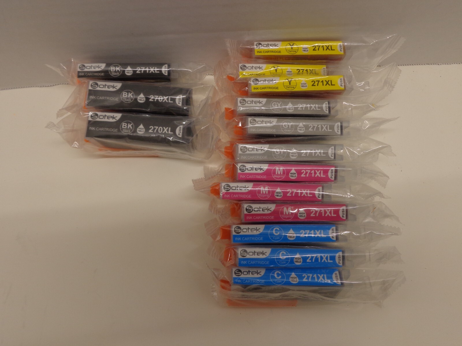 15 Sotek Inkjet Cartridges Black, Yellow, Cyan, Magenta, Grey 270XL, 271XL
