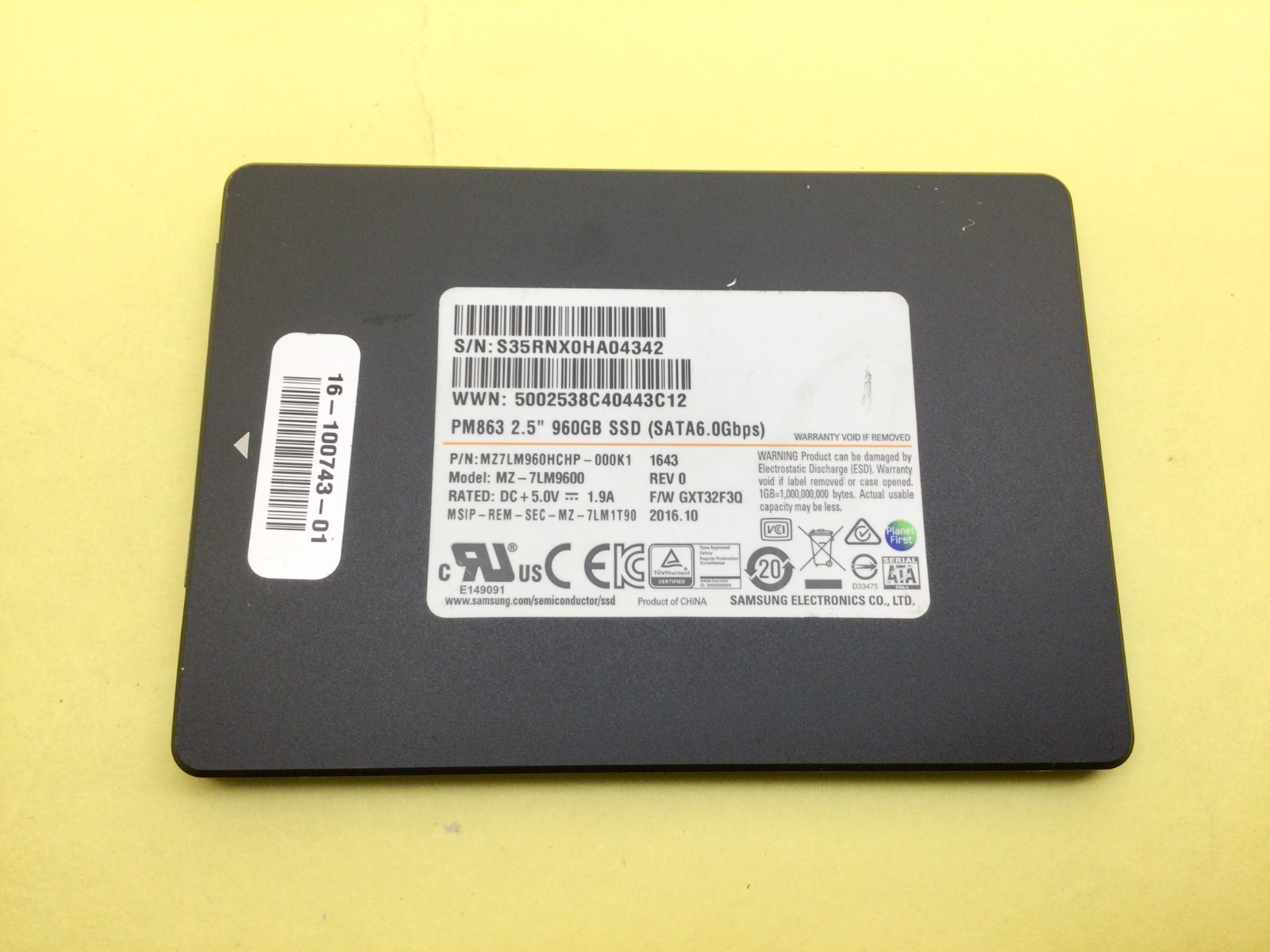MZ-7LM9600 Samsung PM863 Series 960GB 2.5 inch SATA3 Solid State Drive 
