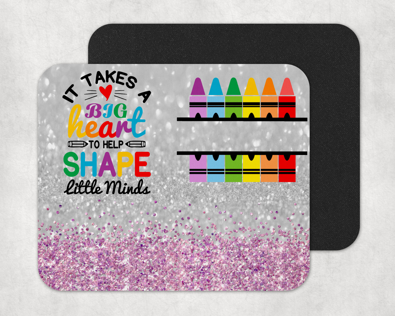 Glitter Custom Name Pink Mousepad, Teacher Gift, Back to School, Christmas