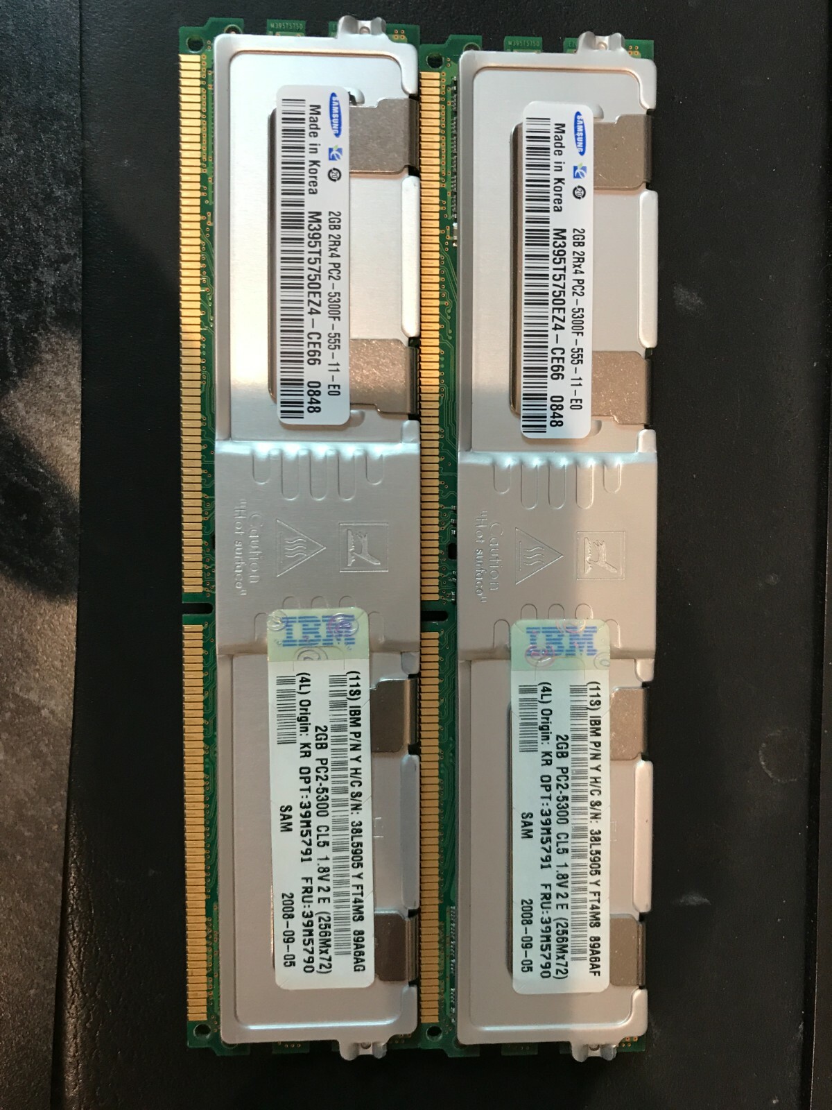 Samsung 2 x 2GB 2Rx4 PC2-5300 CL5 ECC DDR2 SDRAM (2 x 2GB=4GB)