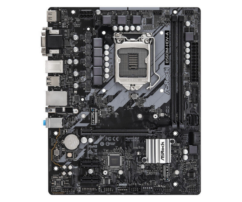 ASRocK B560M-HDV-A Motherboard Intel B560 LGA 1200 2 x DDR4 M.2 Miro-ATX DVI-D