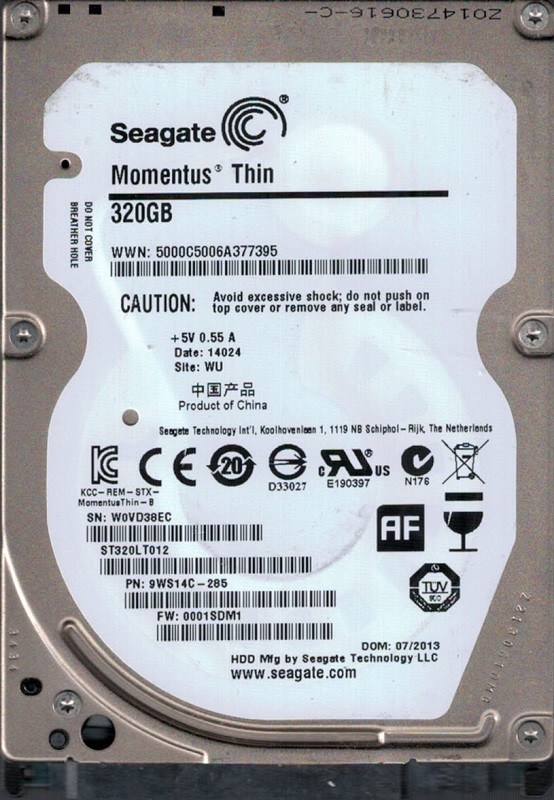 Seagate ST320LT012 F/W: 0001SDM1 P/N: 9WS14C-285 WU W0V 320GB