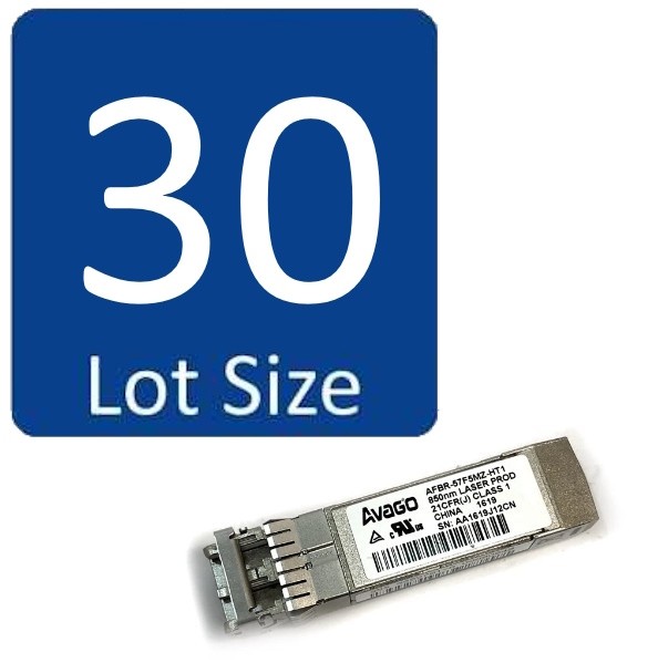 Lot of 30 Avago AFBR-57F5MZ-HT1 16Gb SFP+ SR Optical Transceiver Module