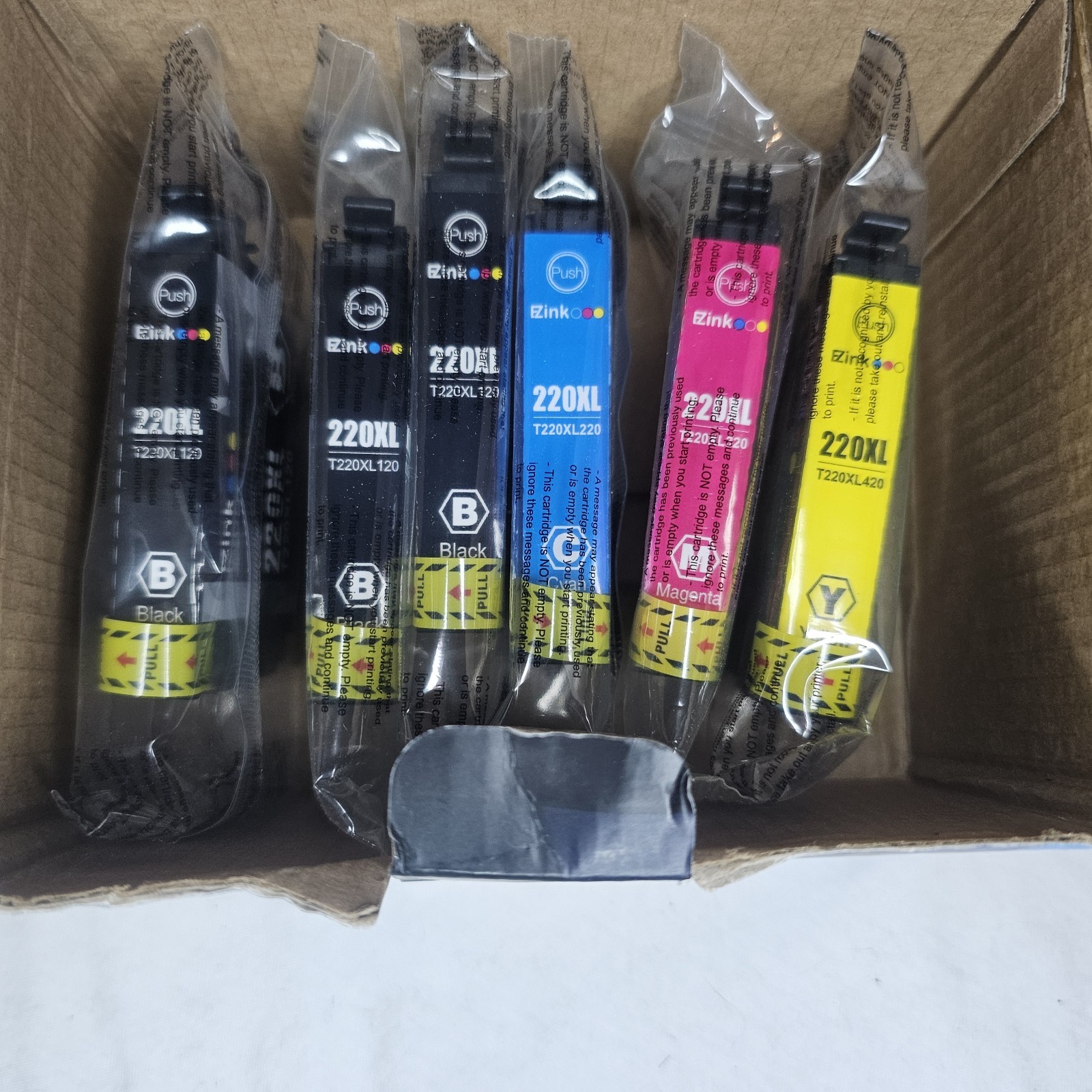 Lot of 220XL Ink Cartridges for Epson Printers (Cyan, Magenta, Yellow, 3x Black)