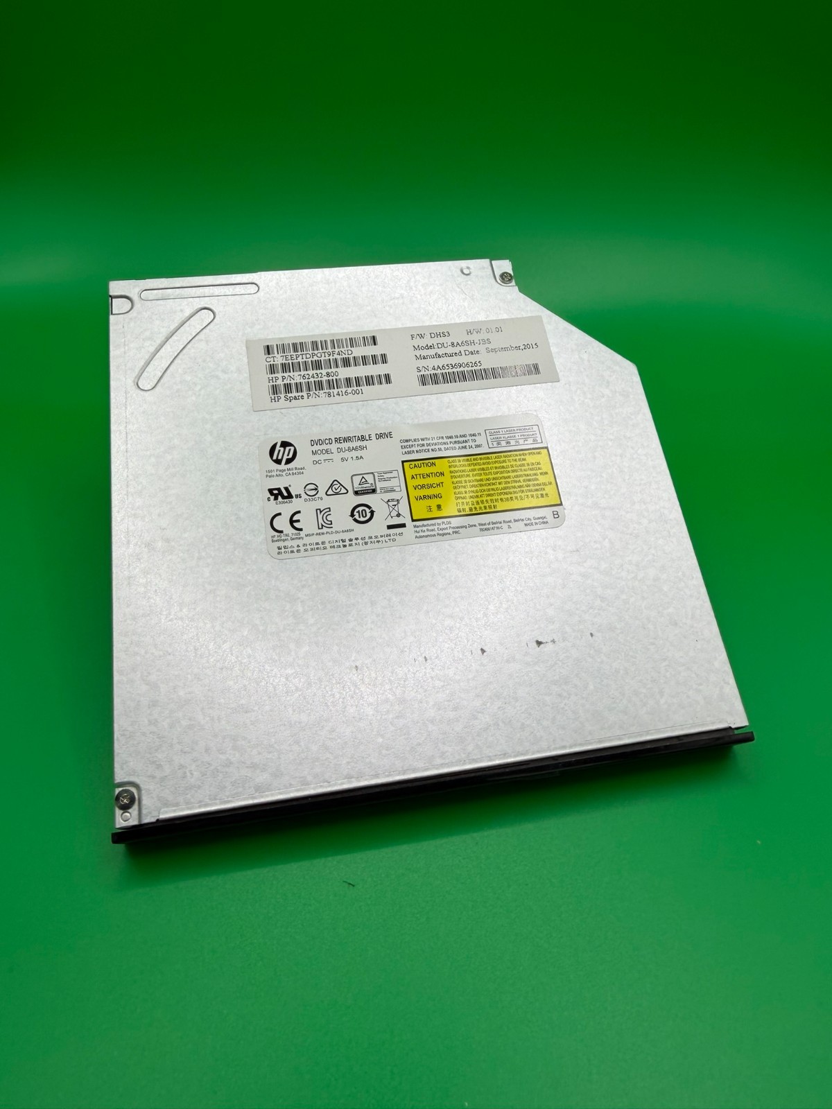 Genuine HP DU-8A6SH CD DVD±RW SATA Optical Drive + Bezel 762432-800 781416-001