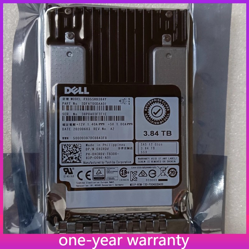 New 0XCRDV XCRDV Dell 3.84TB PX05SRB384Y 12Gb/s RI SAS SSD 2.5" Drive