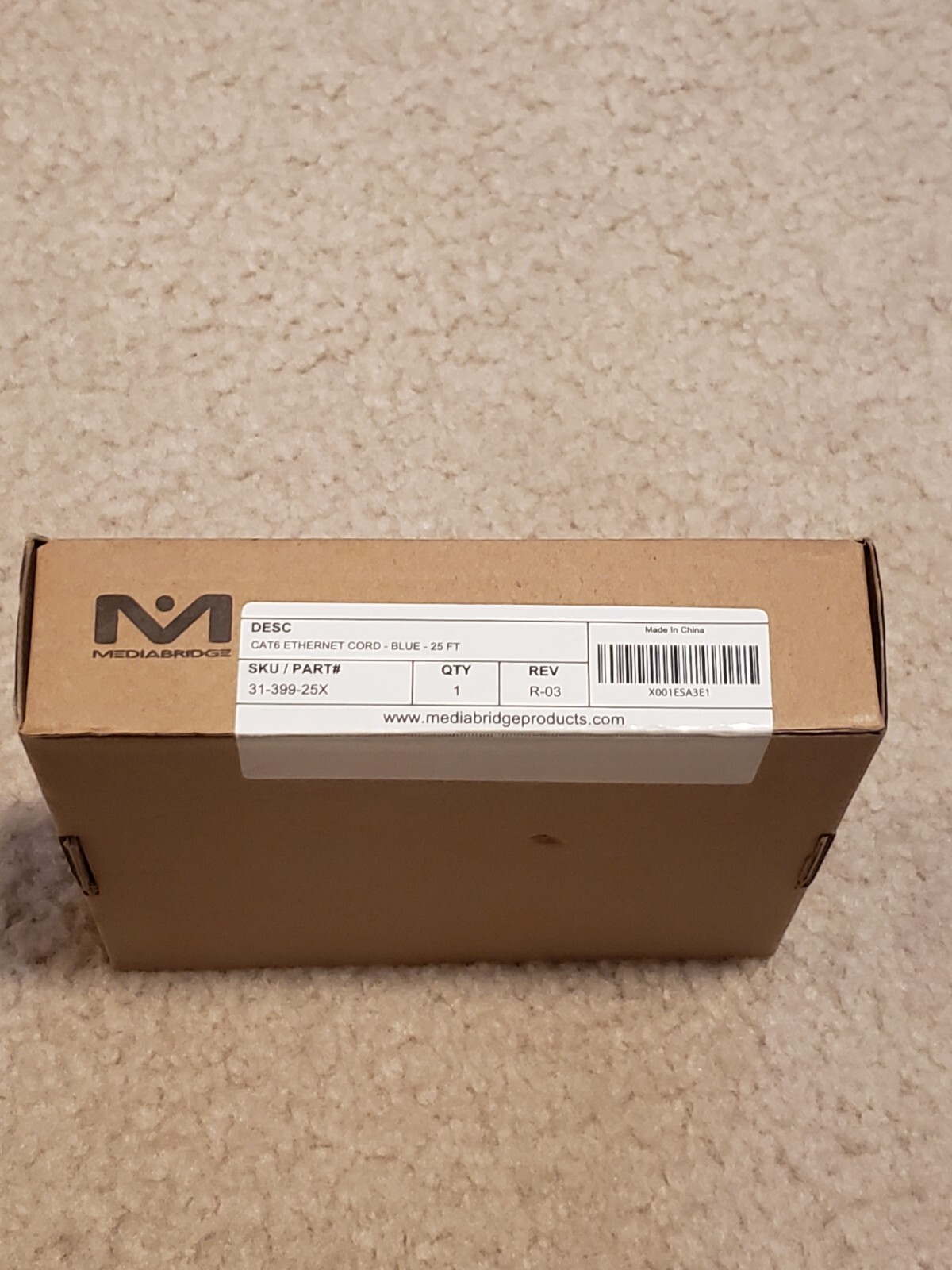 Media Bridge CAT6 Ethernet Cord Blue (25ft) - NEW Sealed Never Used