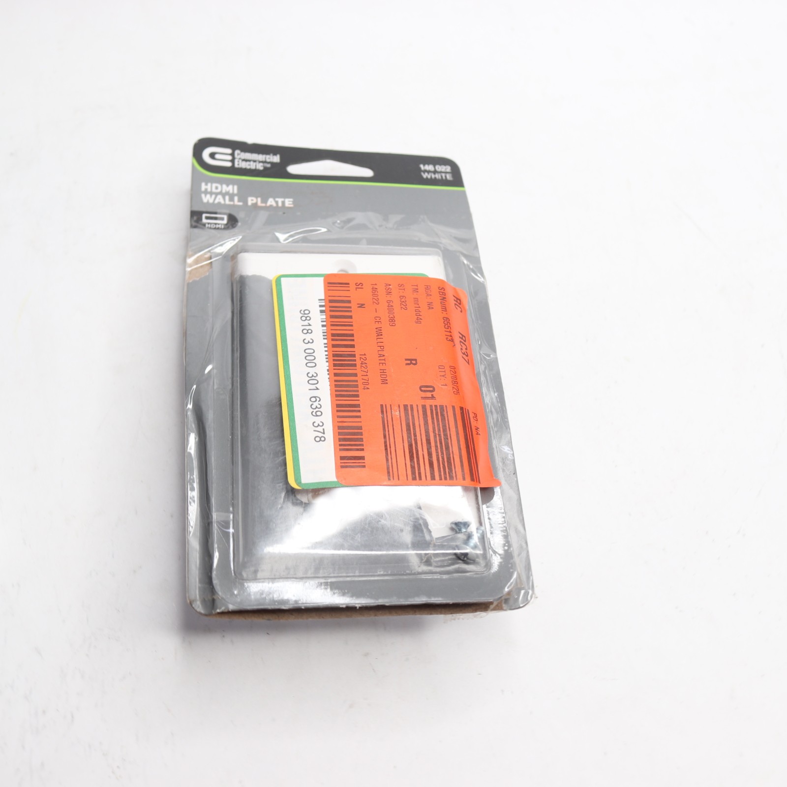 Commercial Electric 1-Gang HDMI Wall Plate Plastic White DPPSSW-1H-1 