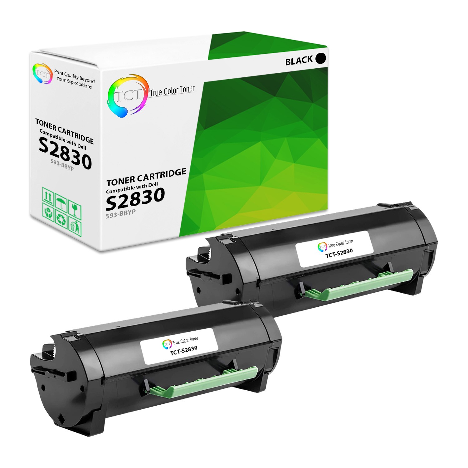 2PkTCT Premium 593-BBYP Black for Dell S2830DN Compatible Toner Cartridge