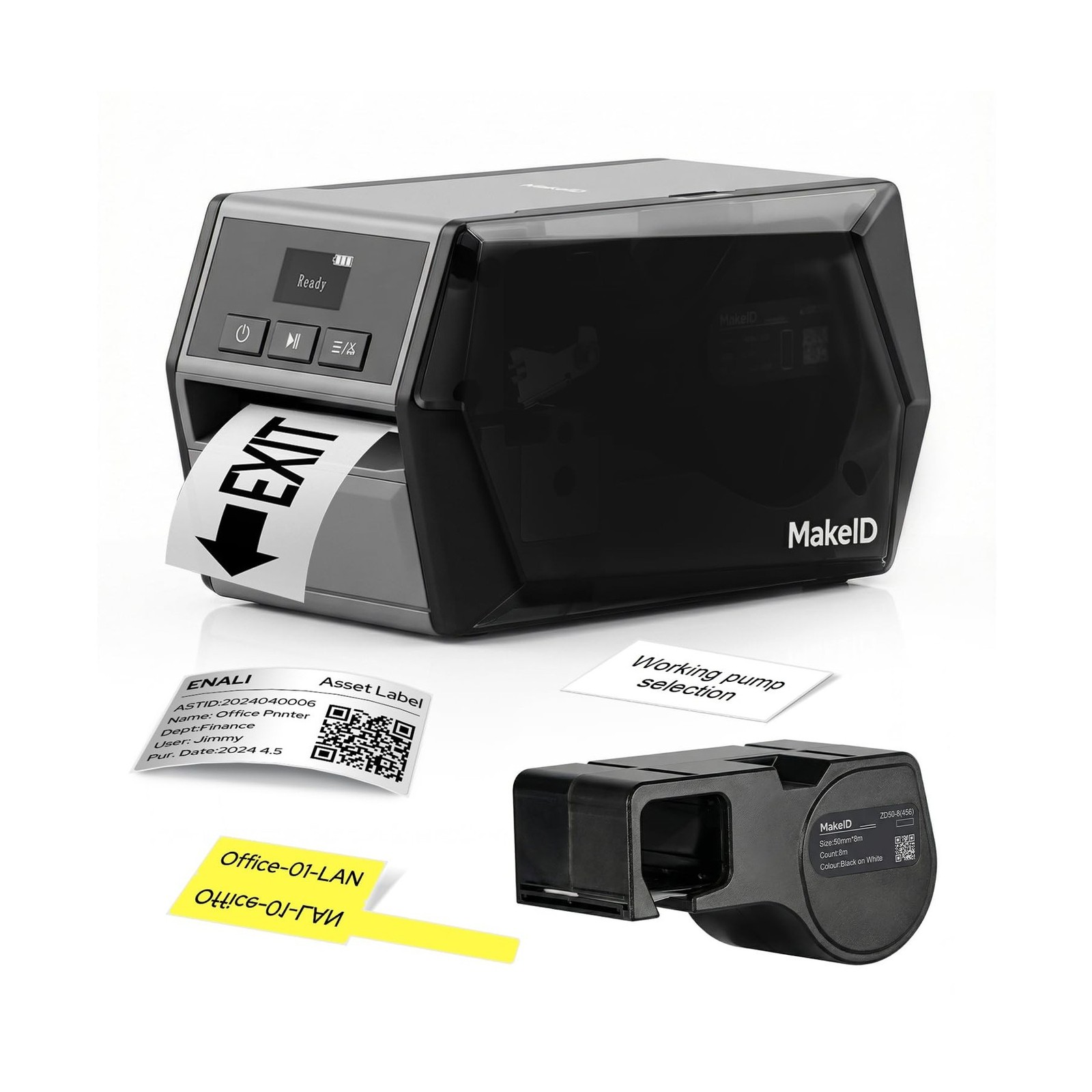 Makeid D50 Industrial Label Printer, Desktop Label Maker 2" Print Head, Mobil...