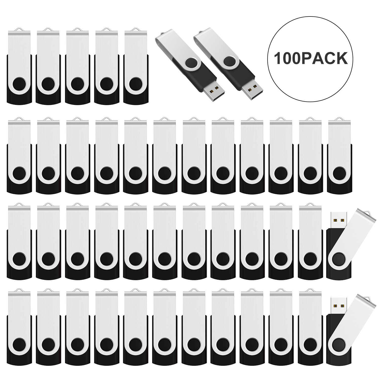 Wholesale USB 2.0 100PCS 1GB 2GB 4GB 8GB 16GB 32GB 64GB 128G Flash Drive Memory 