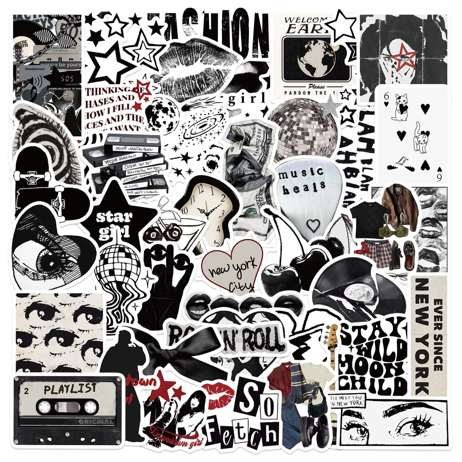 Black Aesthetic Downtown Girls Stickers Fashion Y2k Stickers(50)