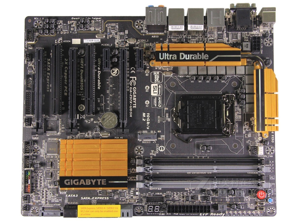 For GIGABYTE Z97X UD5H motherboard Z97 LGA1150 4*DDR3 VGA+DVI+HDMI ATX Tested