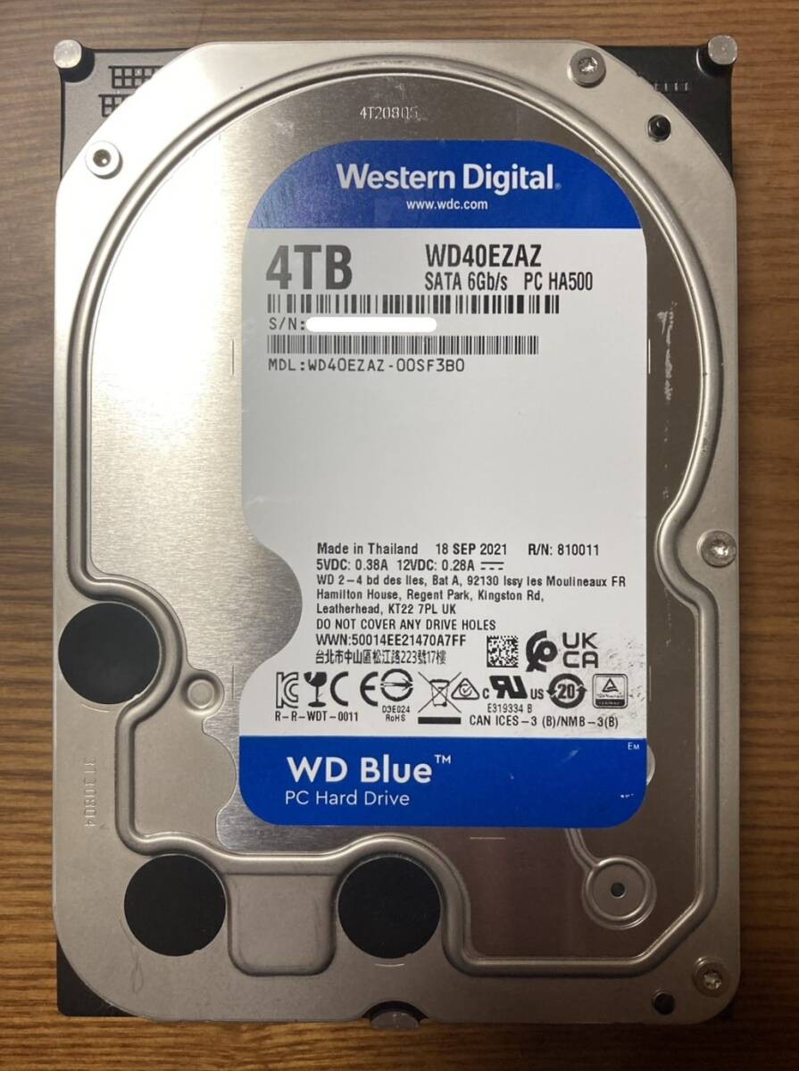 [Excellent condition] Western Digital Blue WD40EZAZ 3.5-inch HDD 4TB (High quali