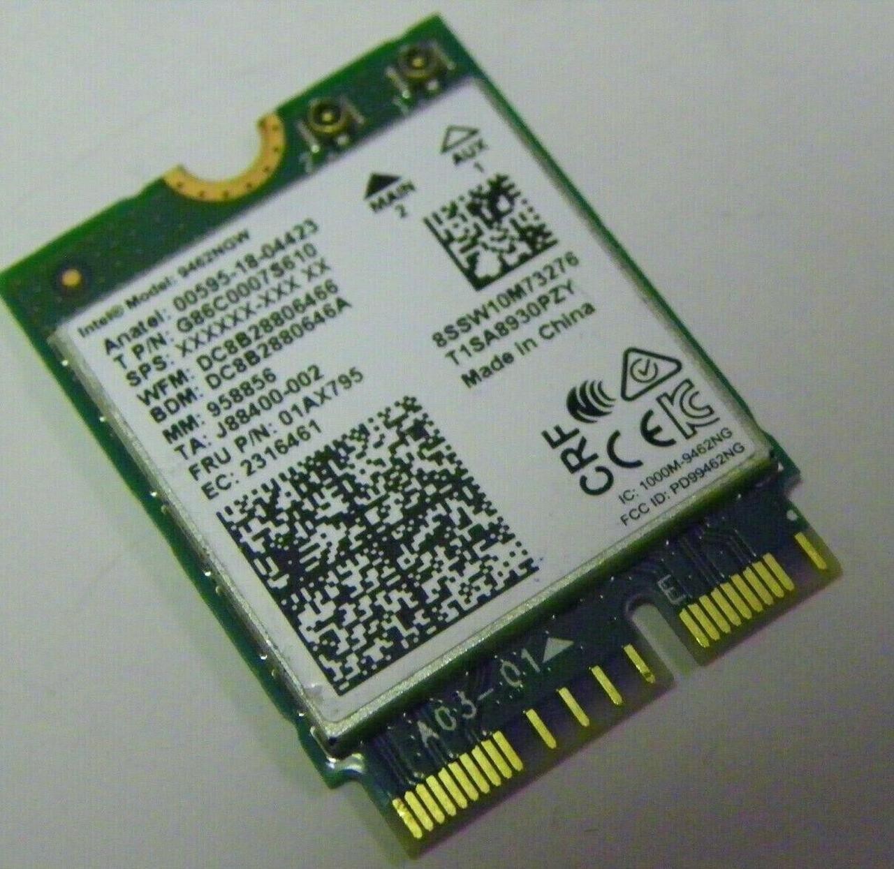INTEL 9462NGW DUAL BAND WIRELESS-AC 9462 WLAN BLUETOOTH 5.1 WIFI CARD SW10M73276