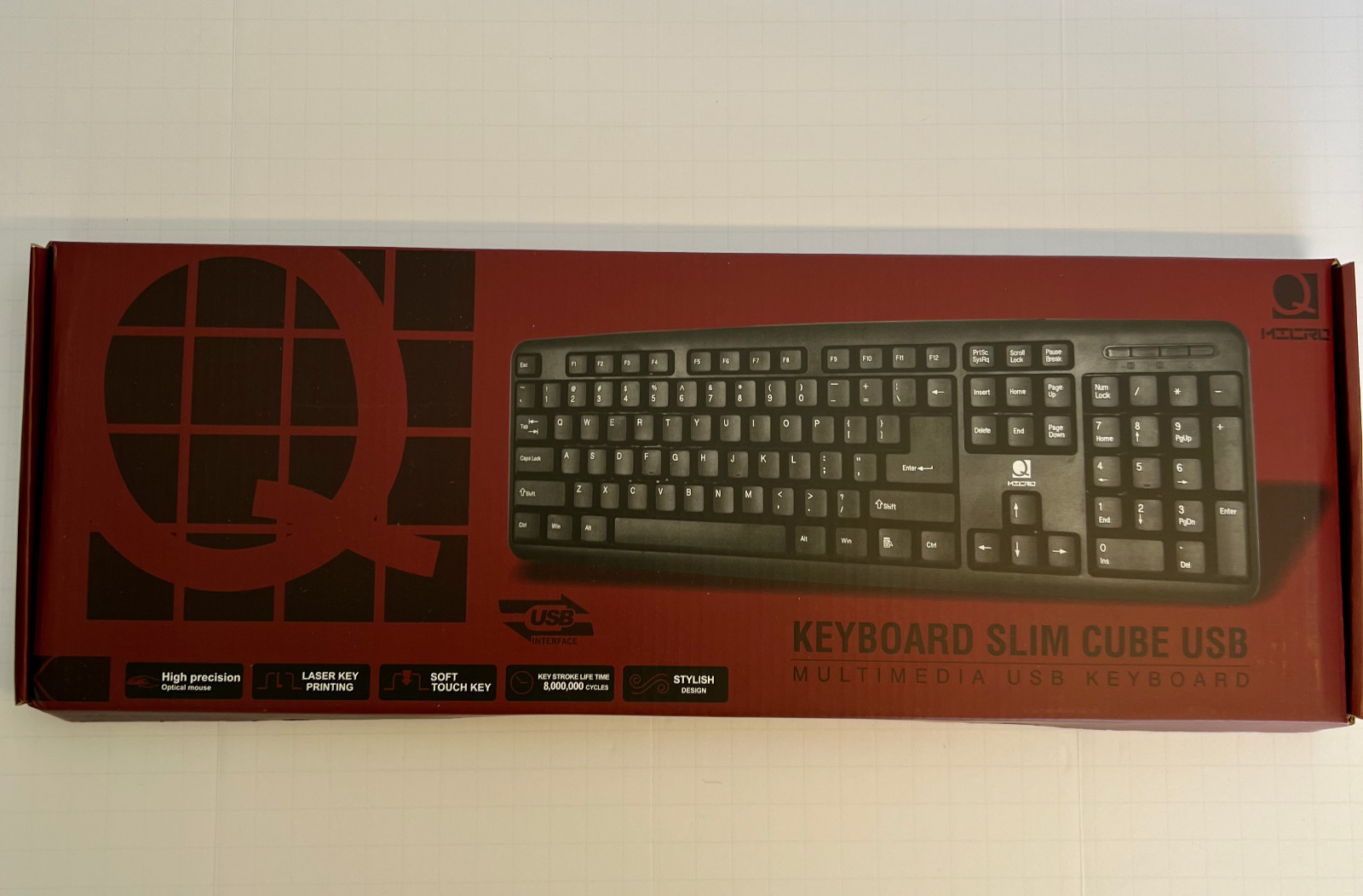 Q Micro Slim Cube Multimedia USB Keyboard - NEW