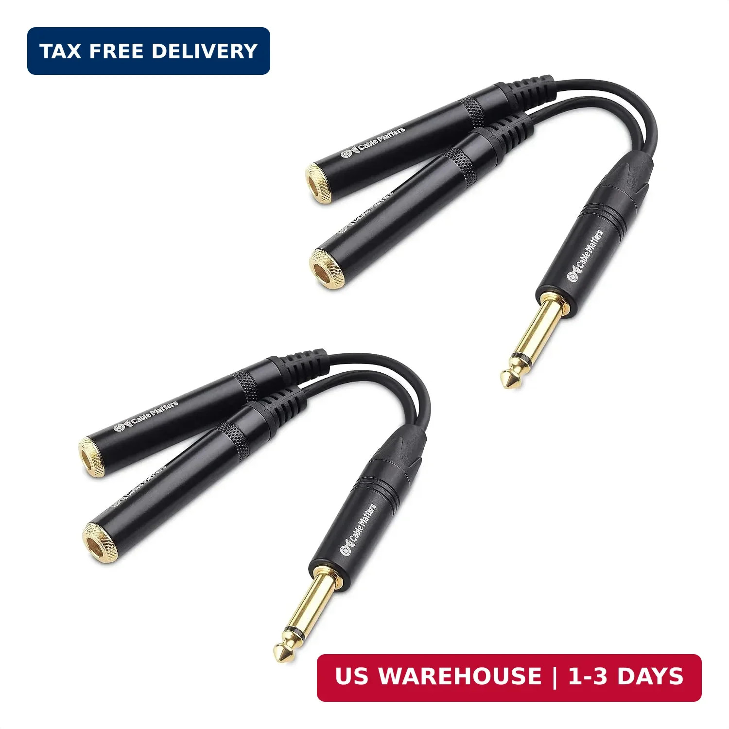 Cable Matters 2-Pack TS Male to 2X TS Female 1/4 Splitter Cable (6.35mm Splitter