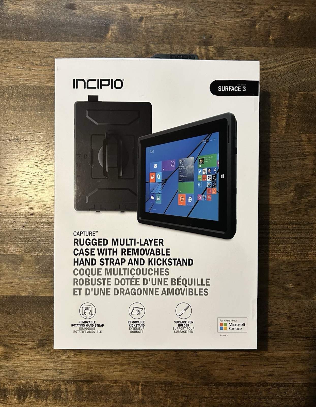 Incipio Microsoft Surface 3 Capture Rugged Black Case with Removable Hand Strap
