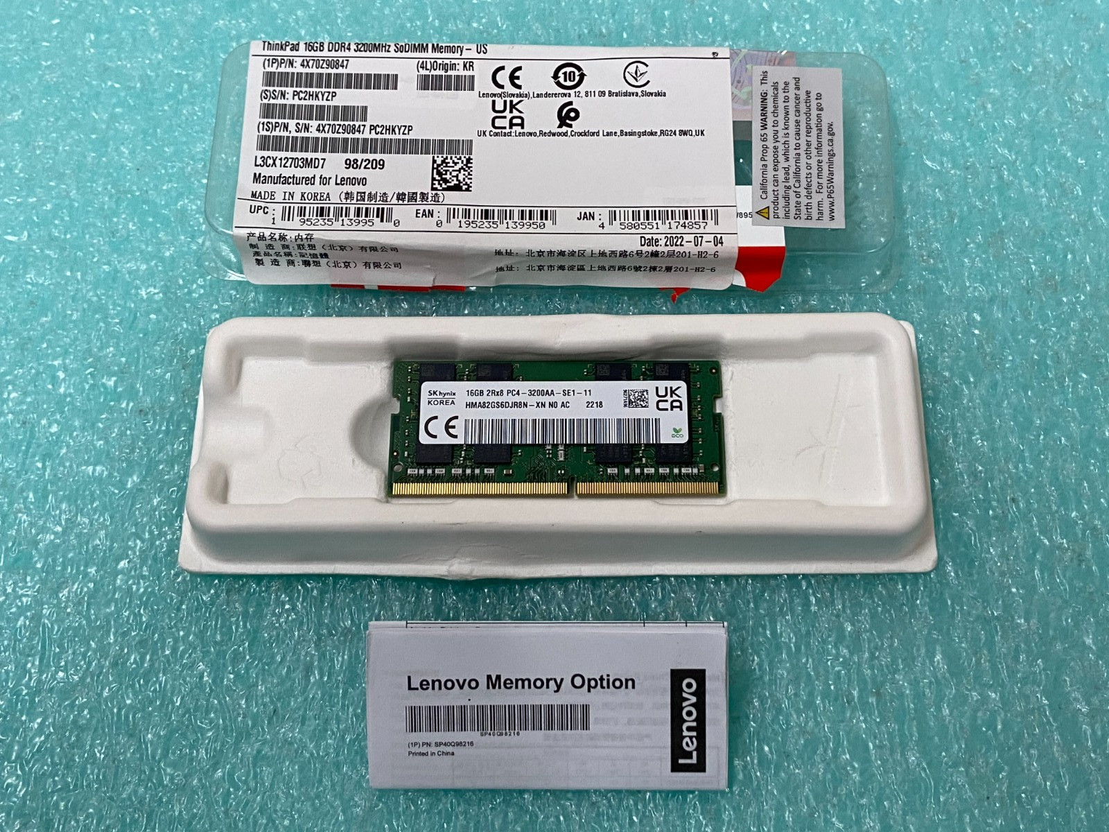 Lenovo ThinkPad 16GB(1 x 16GB) DDR4 3200MHz SoDIMM Memory *Open Box* | C1688