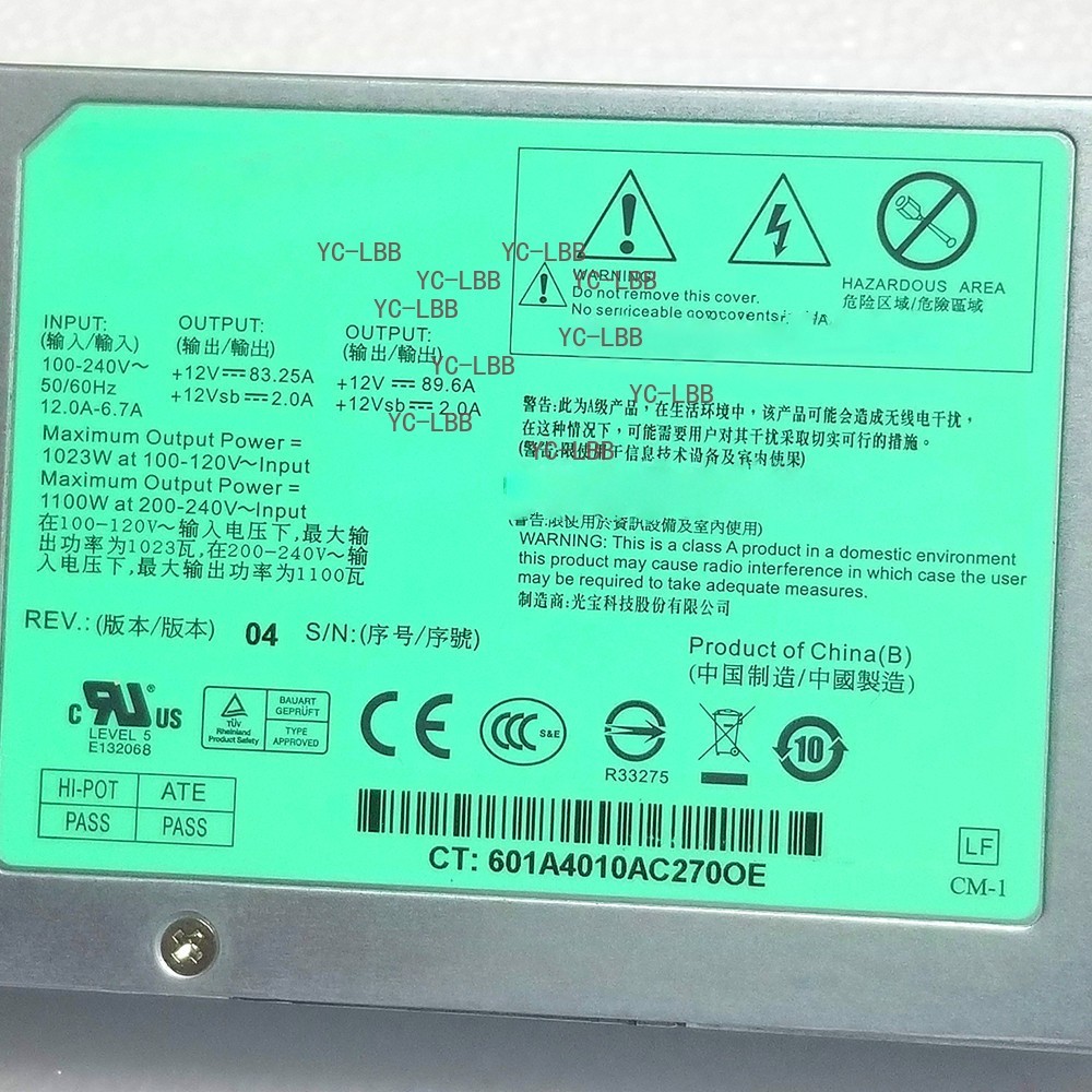 For LITEON PS-2112-2L PS21122L 1100W Server Redundant Power Supply