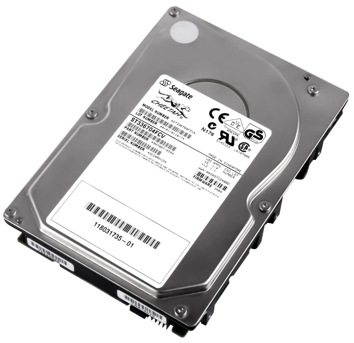 HARD DRIVE SEAGATE CHEETAH 36LP ST336704FCV 36GB 10K 4MB FC 3.5''