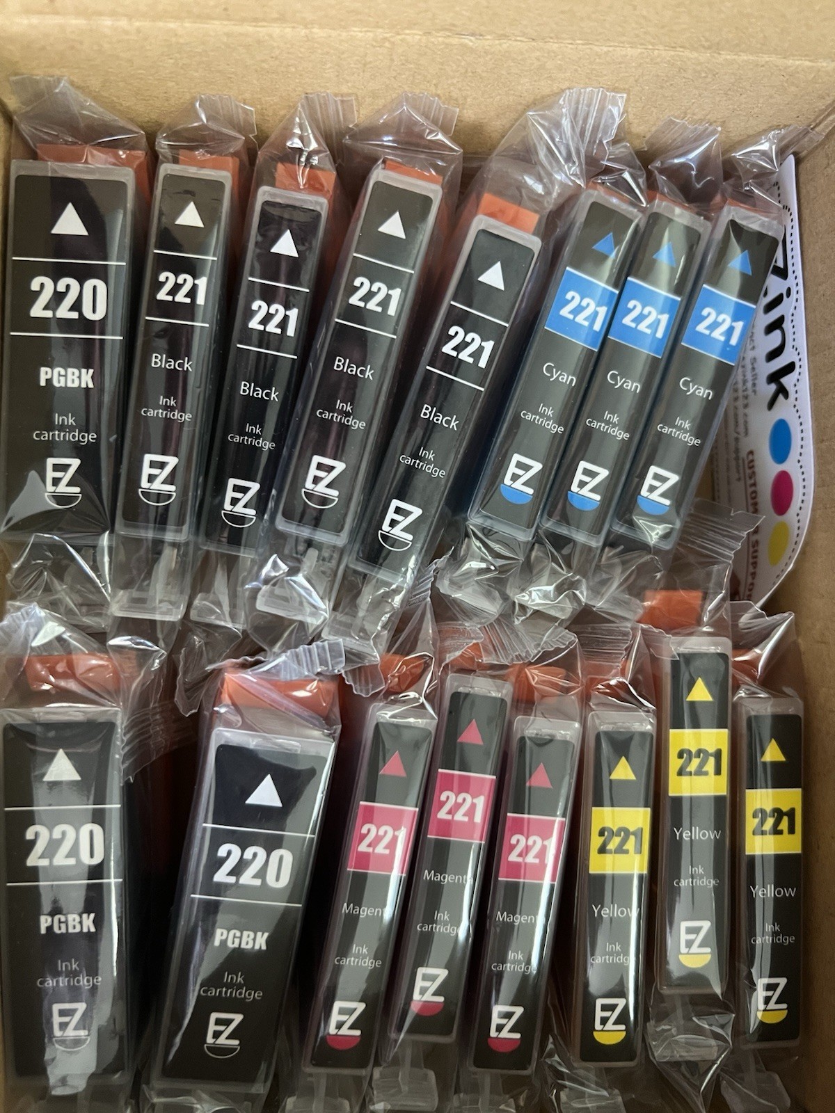 EZink CANON Compatible 220 & 221 Black and Color Ink Cartridges-Variety Open Box