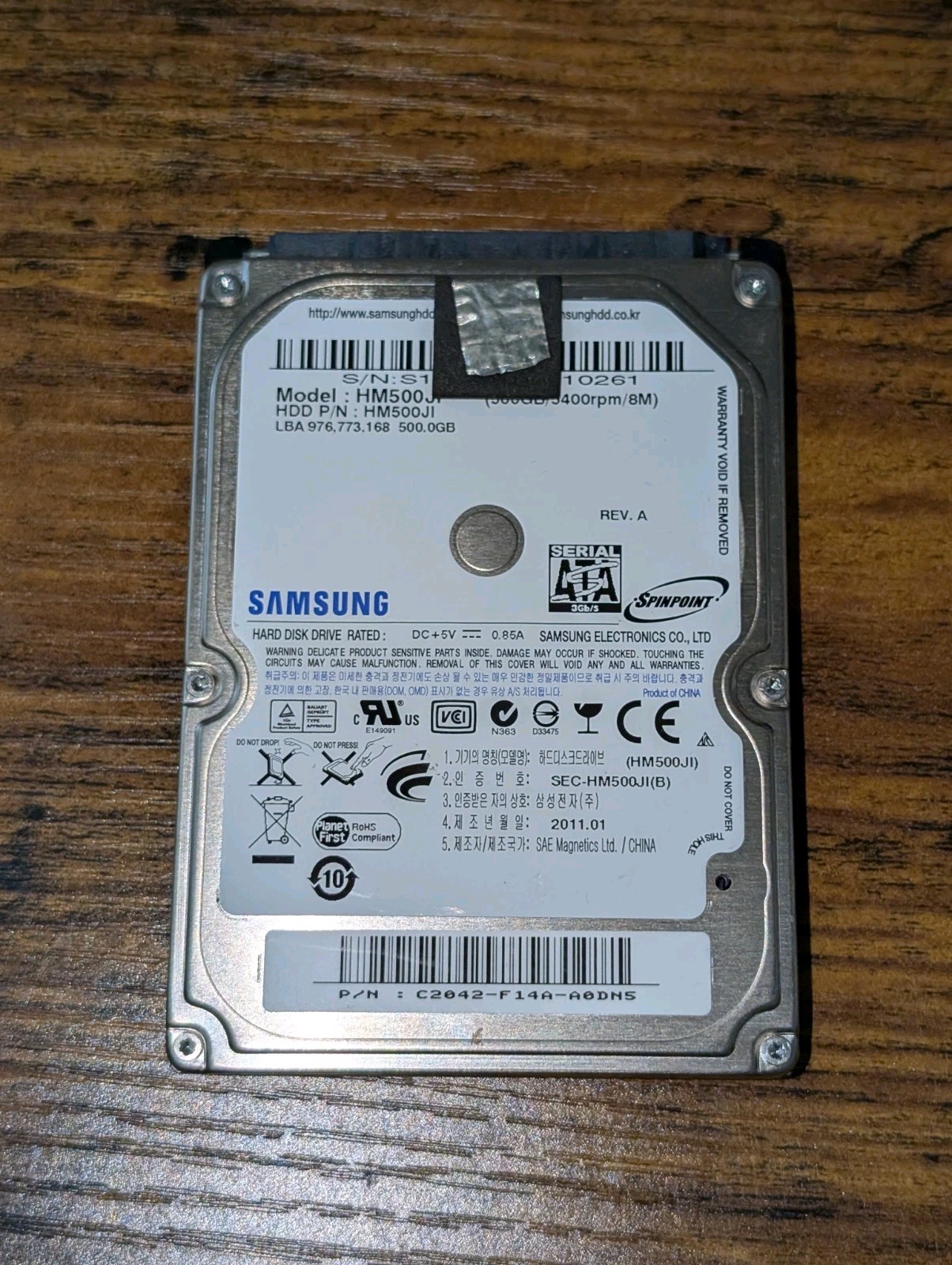 SAMSUNG HM500JI 500GB HDD 2.5" 8 MB 5400 RPM SATA Laptop Hard Disk Drive HDD