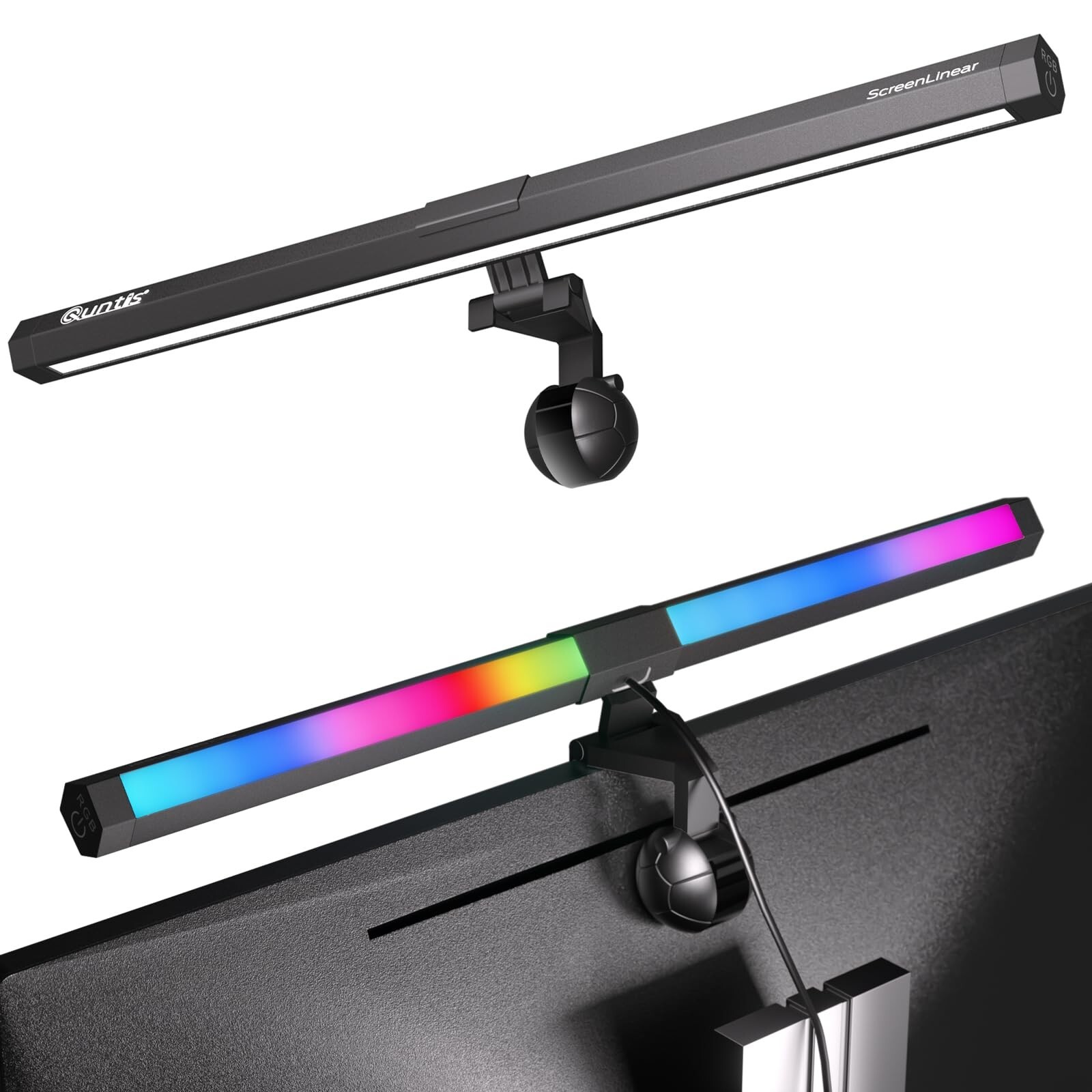 Quntis Monitor Light RGB Backlight, Eye-Care Dual Light Computer Light Bar Ga...