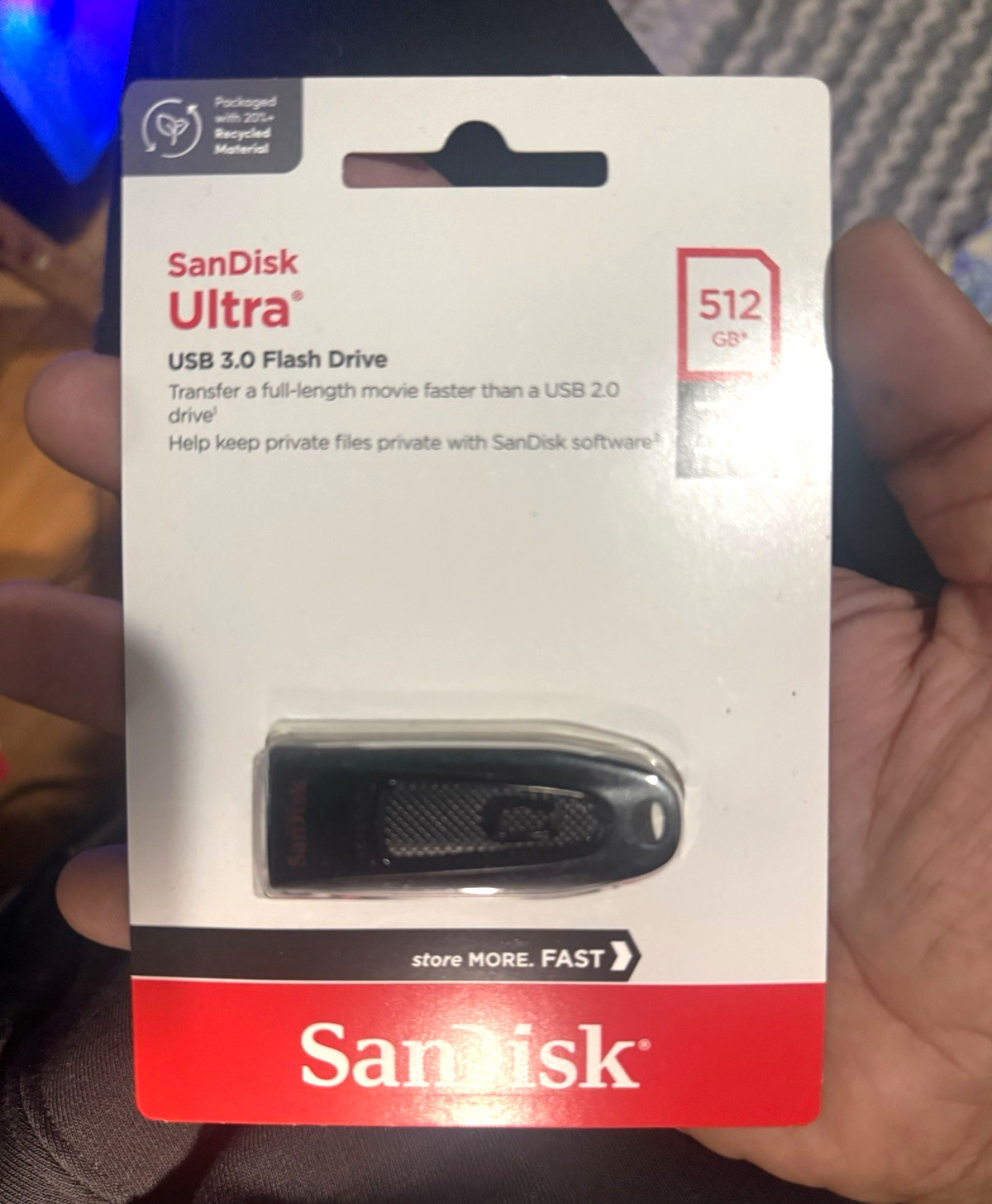 SanDisk Ultra 512GB USB 3.0 Flash Drive 130MB/s Read Black Password Protect