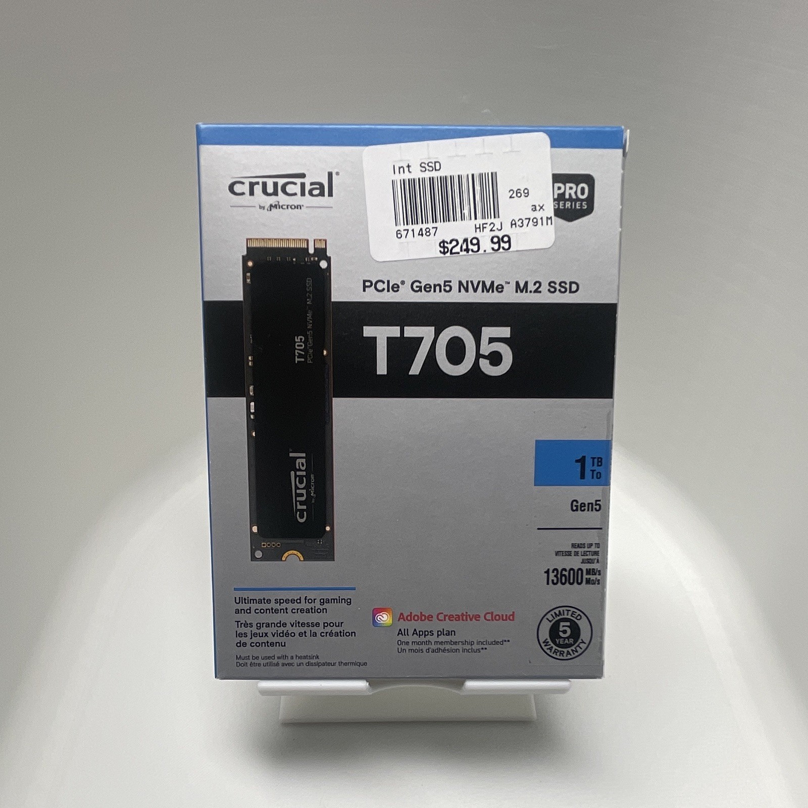 Crucial T705 1TB PCIe Gen5 NVMe M.2 - Up to 13,600 MB/s Game Ready Internal  SSD