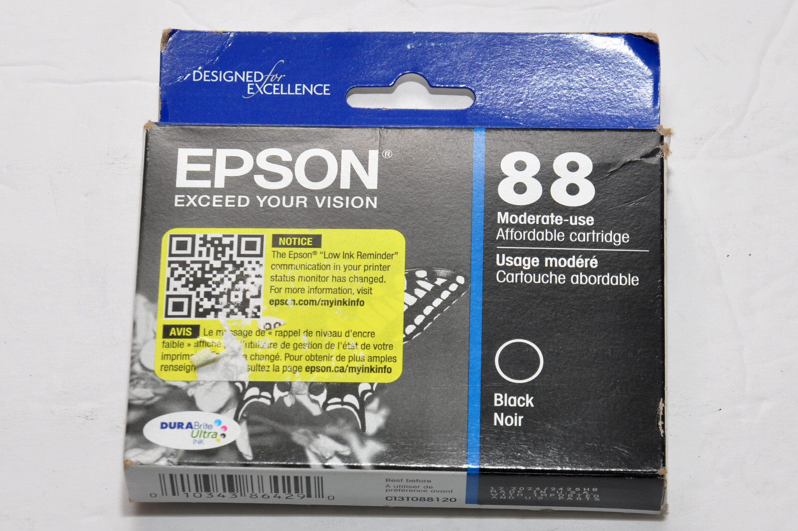 Epson 88 Black Ink Cartridge (T088120) Exp 12/24 NEW